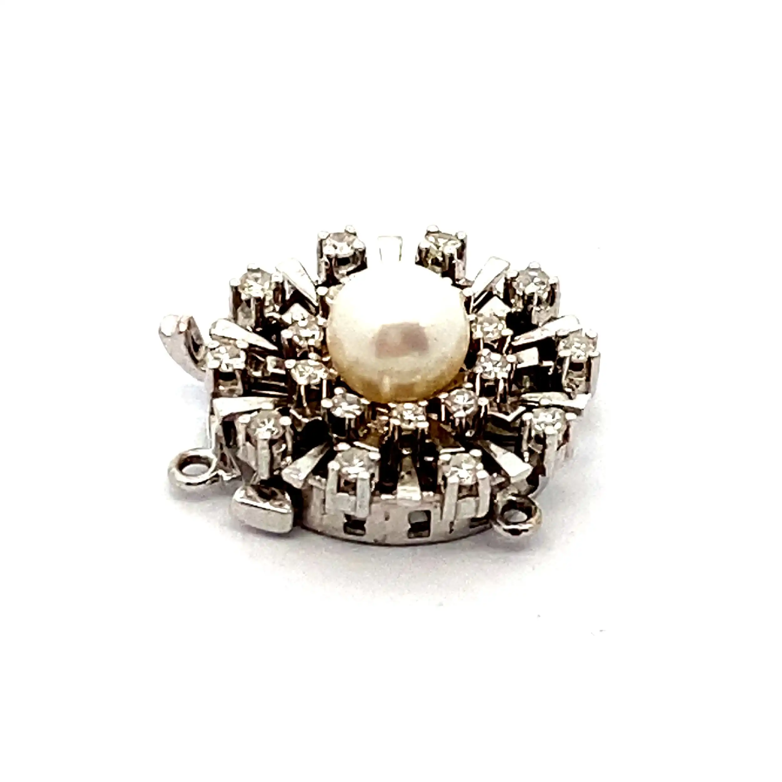 Perlenkettenschloss Weißgold mit Perle und Diamanten Perlenkettenschloss Weißgold mit Perle und Diamanten
