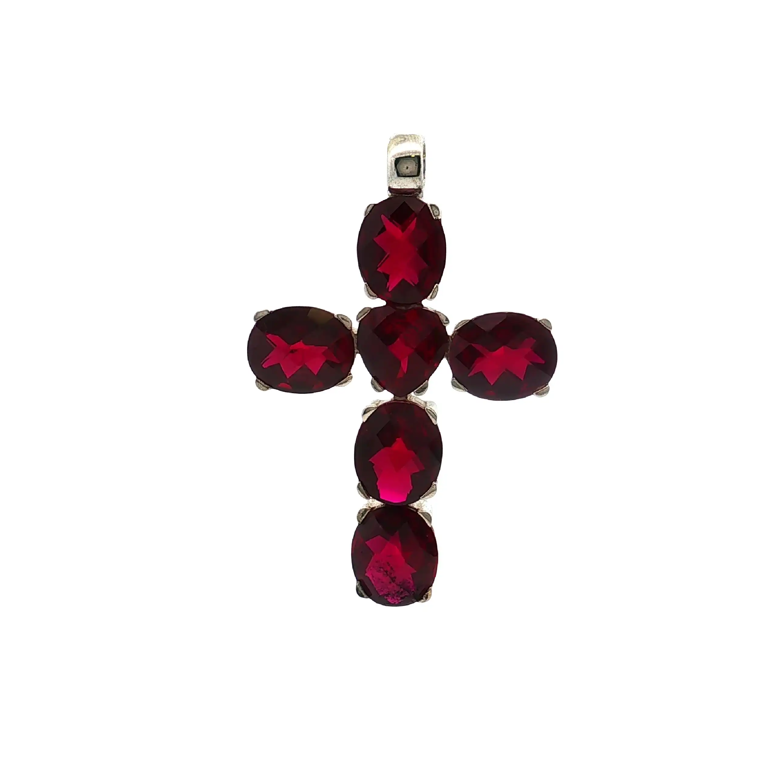Anhänger Silber Kreuz mit roten Steinen