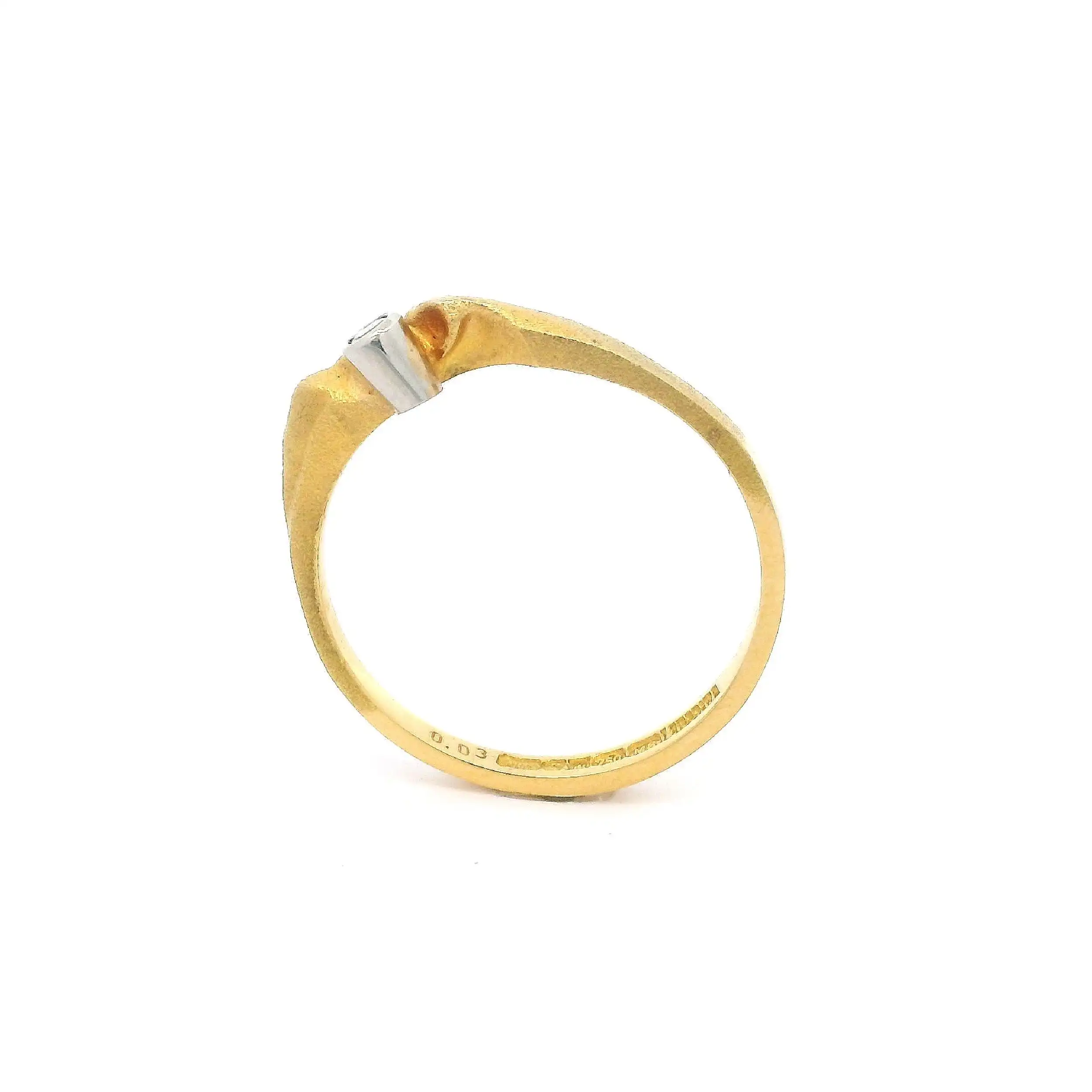 Ring Bicolor Lapponia Admeta 1989 M8 mit Brillant Solitär, graviert mit 0,03ct