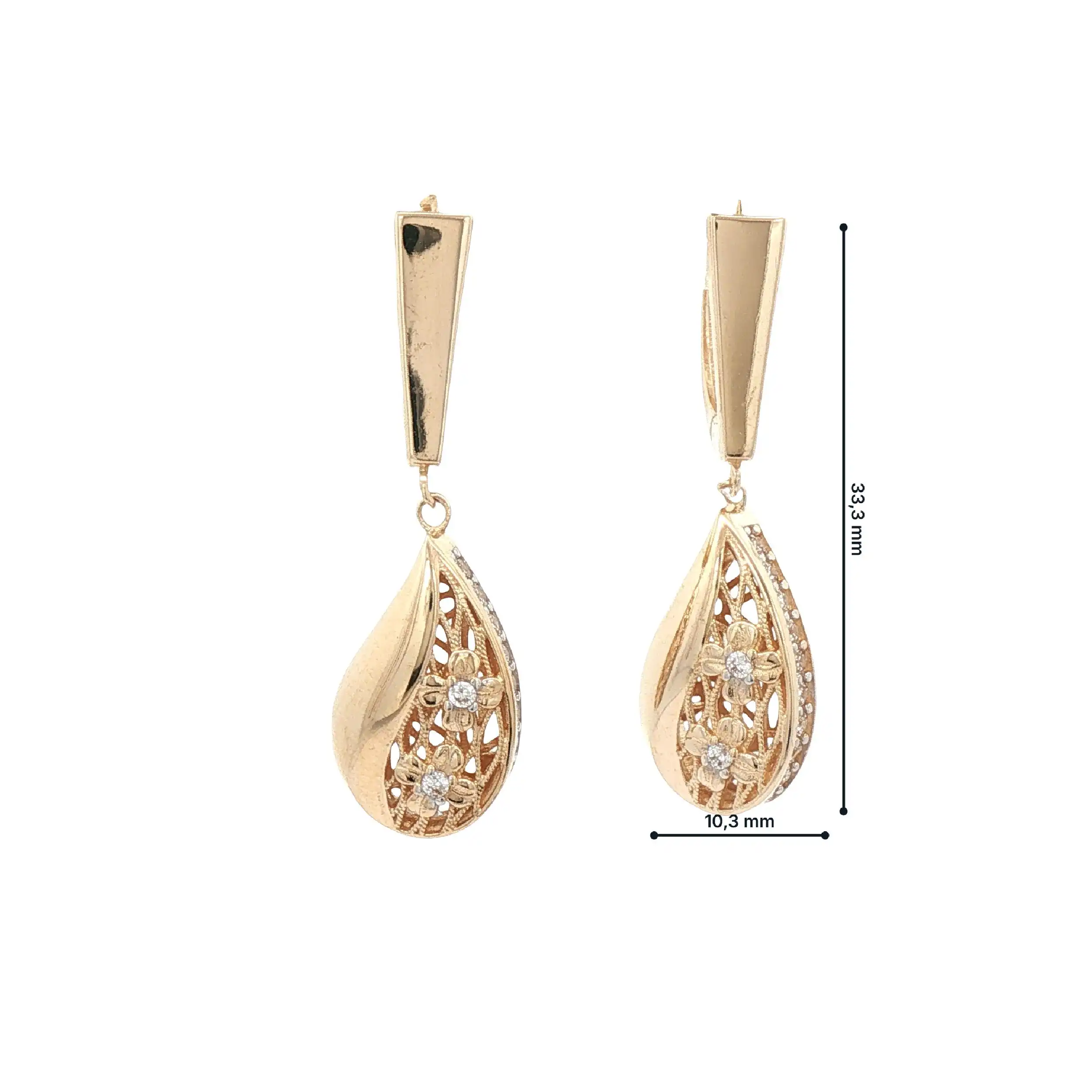 Ohrhänger Gelbgold mit Zirkonia