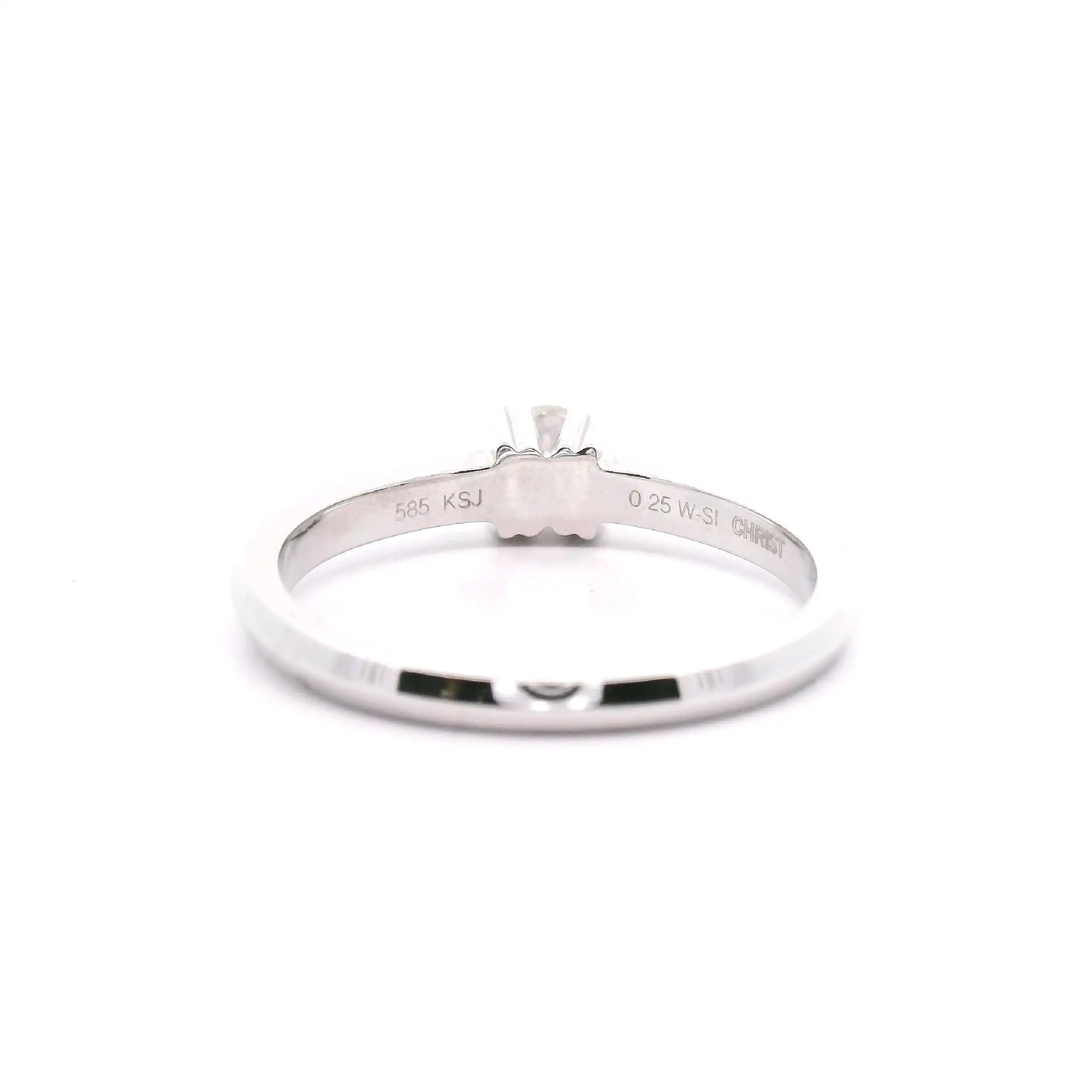 Ring Weißgold mit Brillant-Solitär, graviert mit "0.25 W/Si" Ring Weißgold mit Brillant-Solitär, graviert mit "0.25 W/Si"