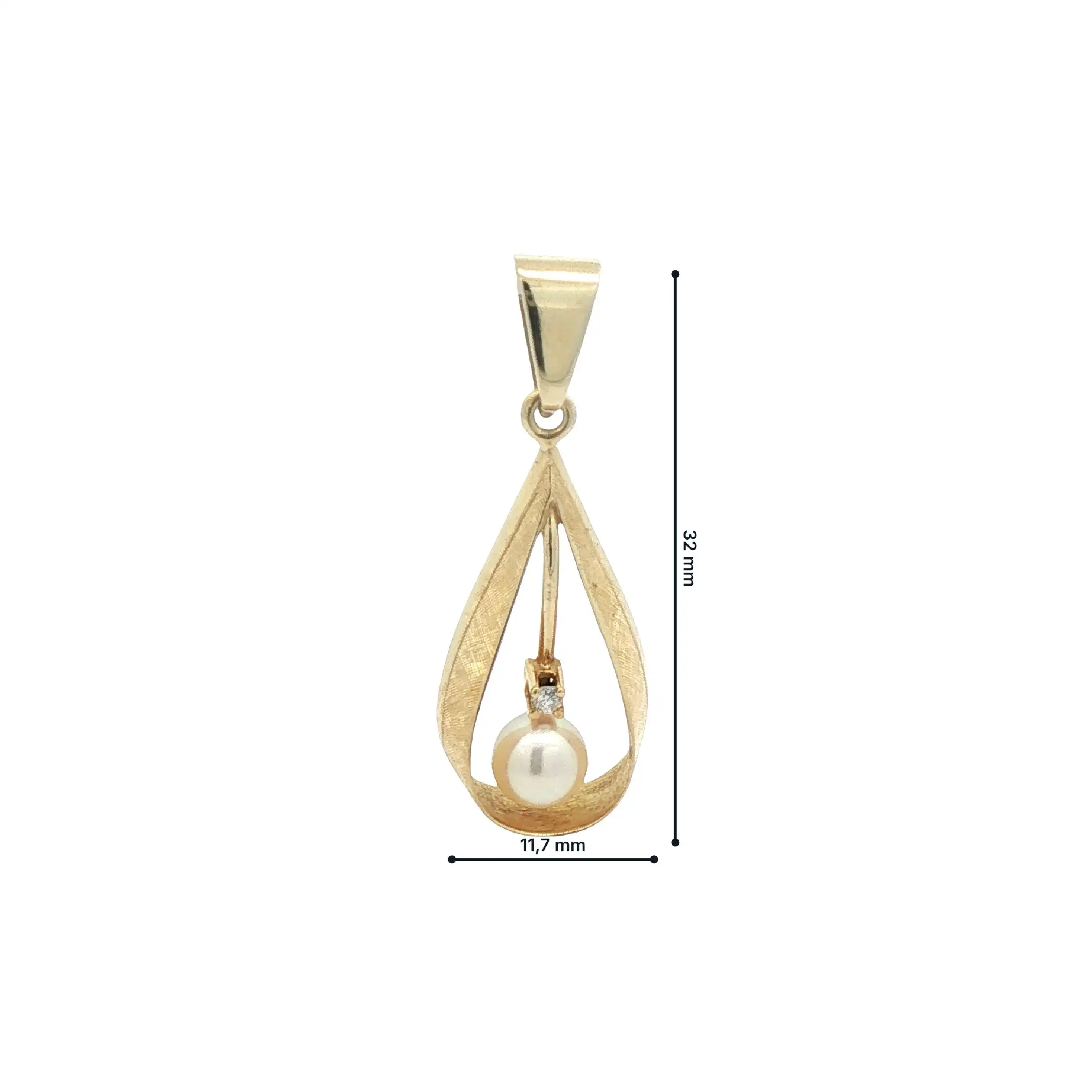 Anhänger Gelbgold mit Perle und Diamant