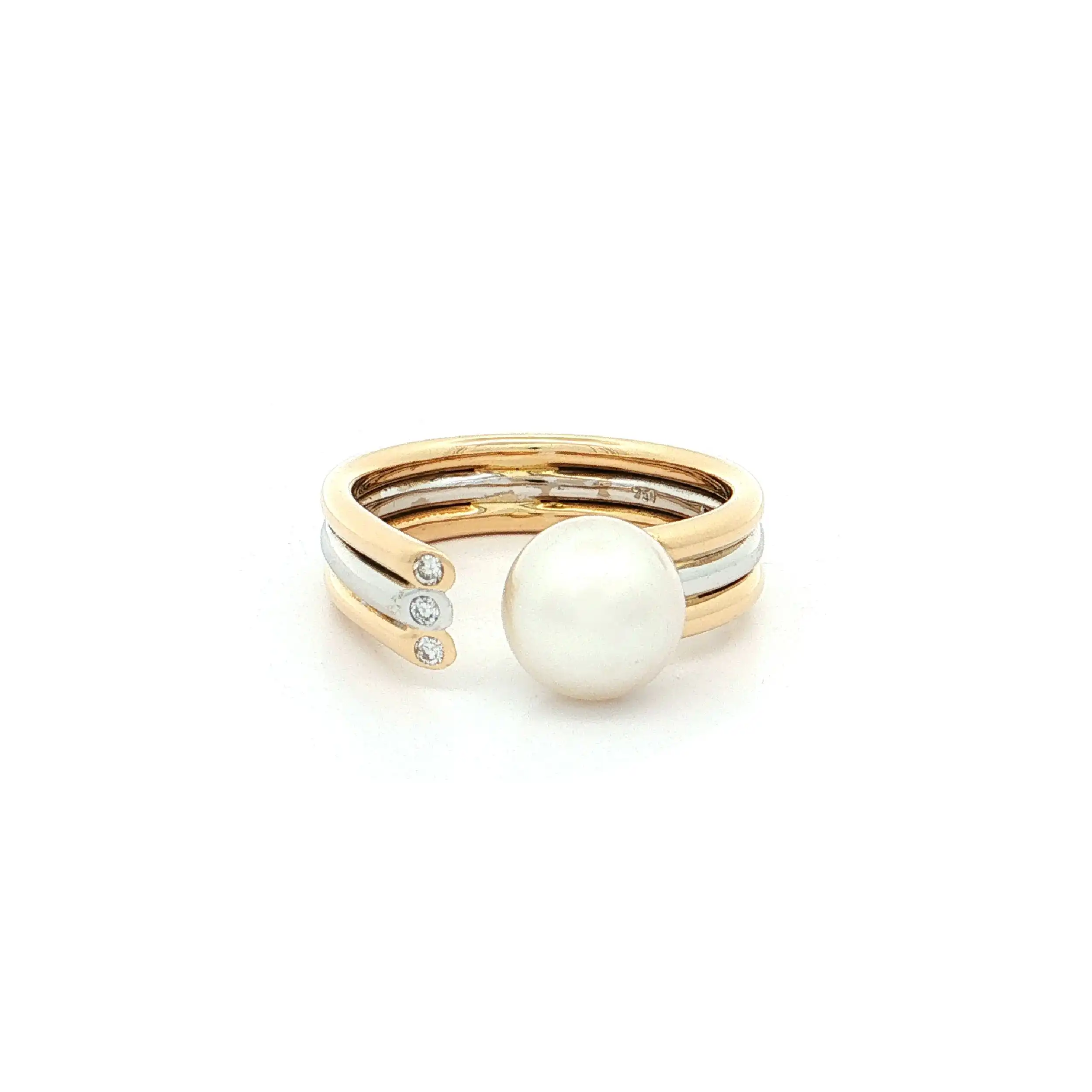 Ring Bicolor mit Perle und Brillanten