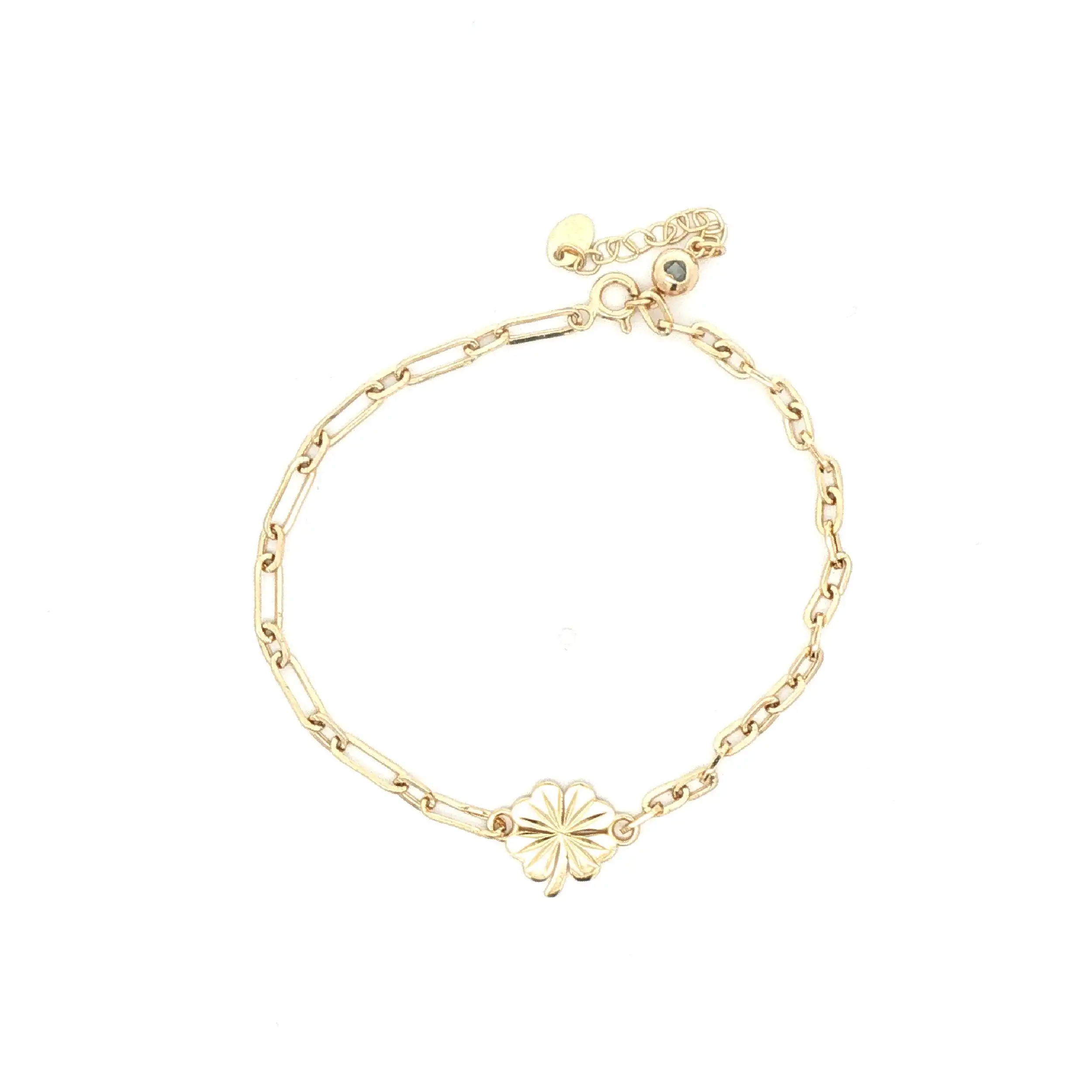 Ankerarmband Gelbgold mit Glücksklee und Zirkonia Ankerarmband Gelbgold mit Glücksklee und Zirkonia