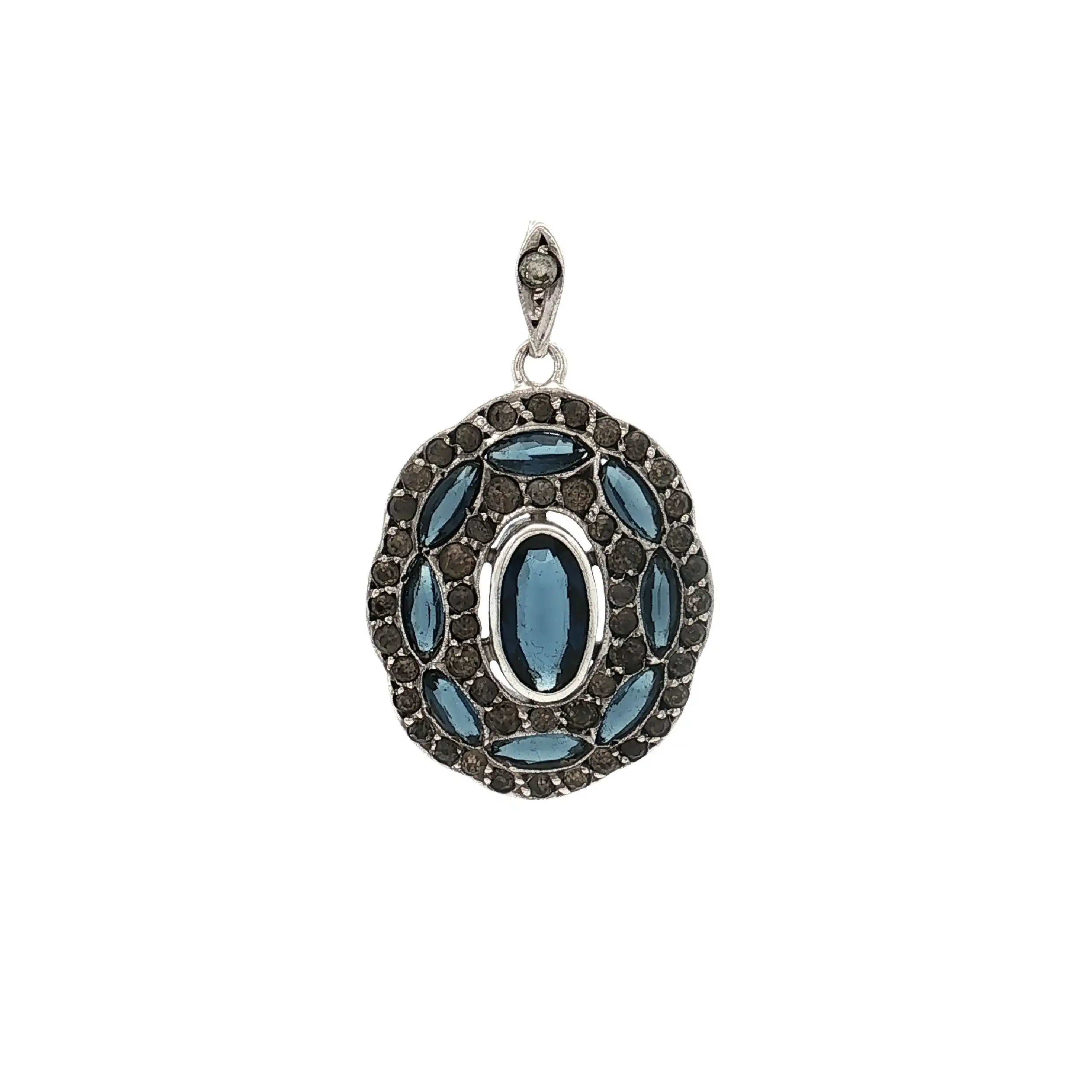 Anhänger Silber mit blauem Steinen und Zirkonia Anhänger Silber mit blauem Steinen und Zirkonia