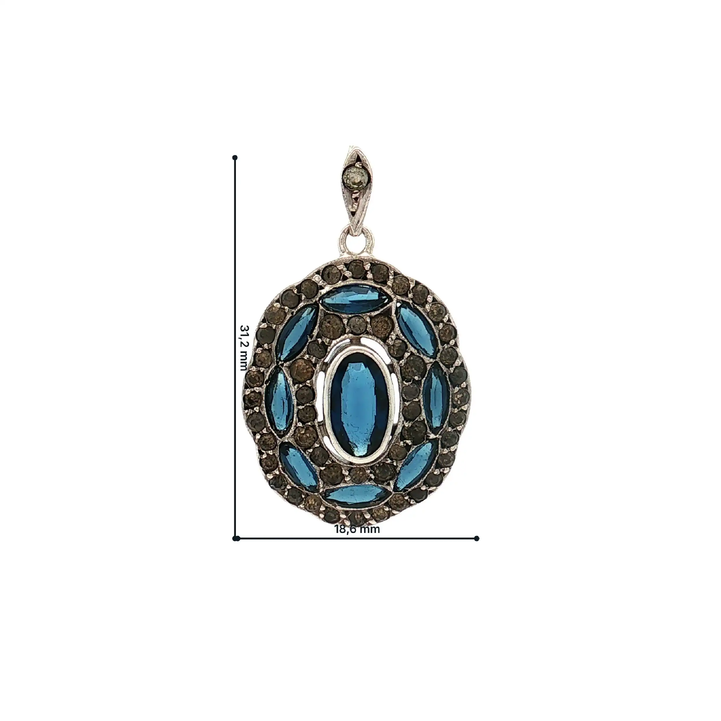 Anhänger Silber mit blauem Steinen und Zirkonia
