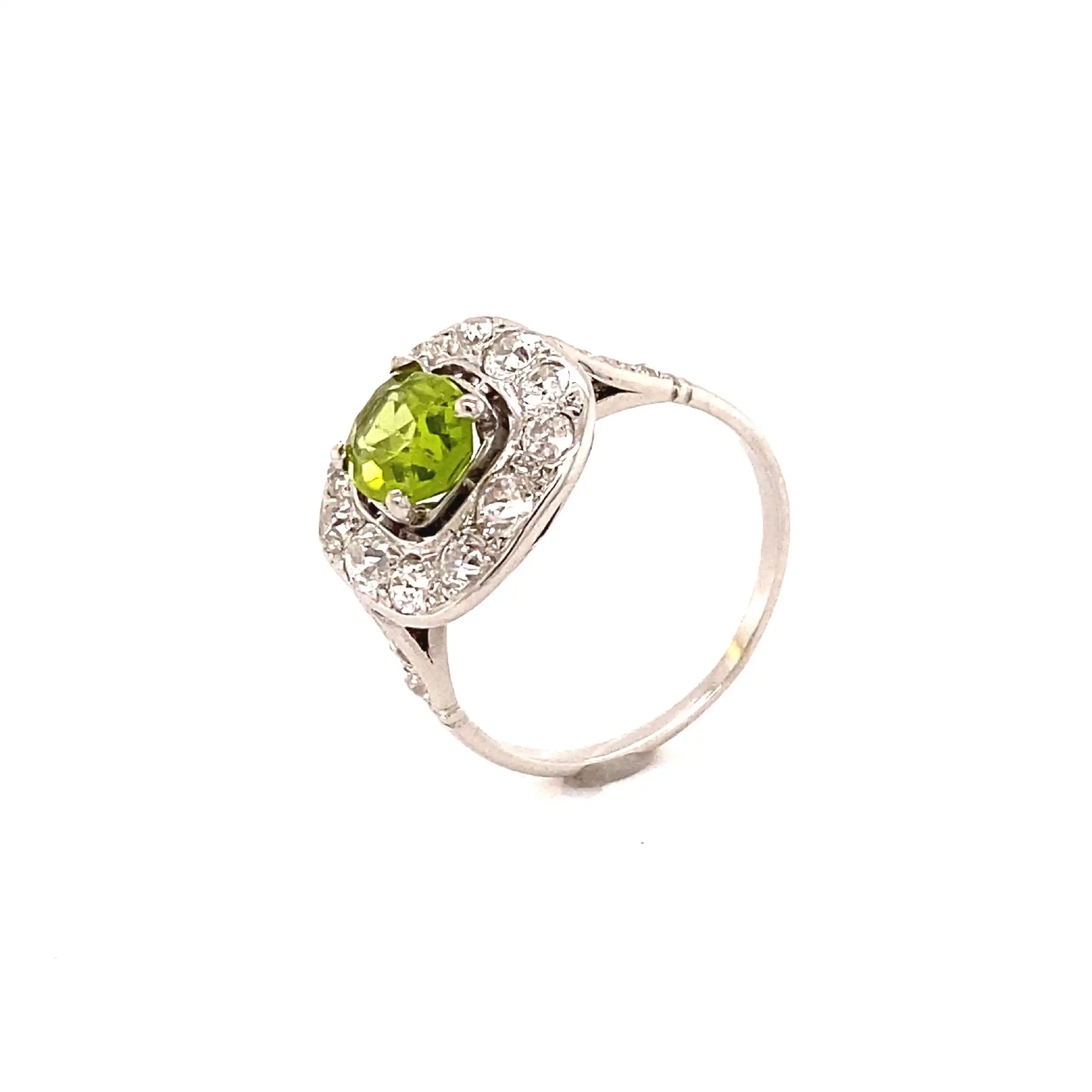 Ring mit Peridot und Altschliffbrillanten