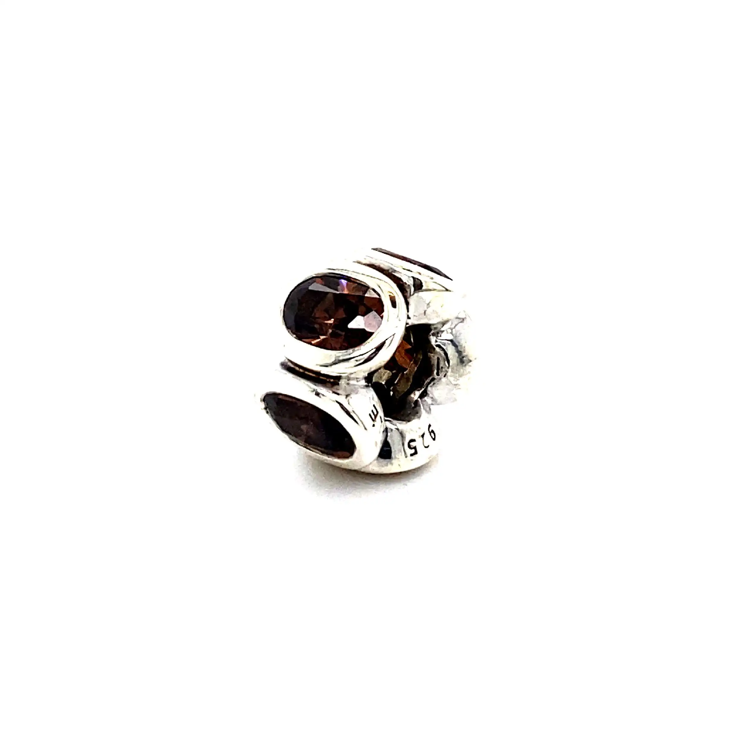 Silberanhänger Pandora Charm - Ovale Lichter mit Braunen Zirkonia Silberanhänger Pandora Charm - Ovale Lichter mit Braunen Zirkonia