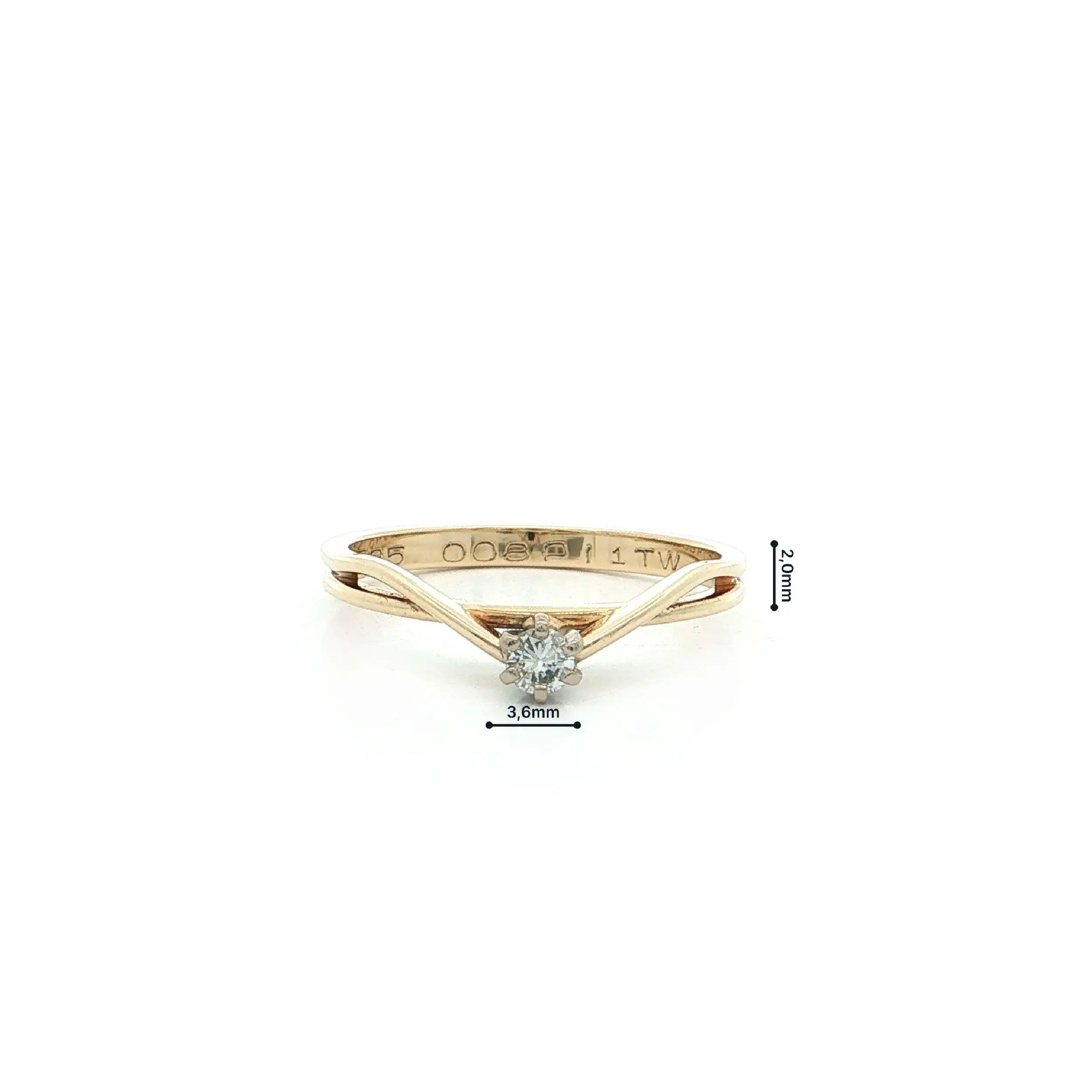 Ring Gelbgold mit Brillant, graviert mit 0,08ct P1/TW