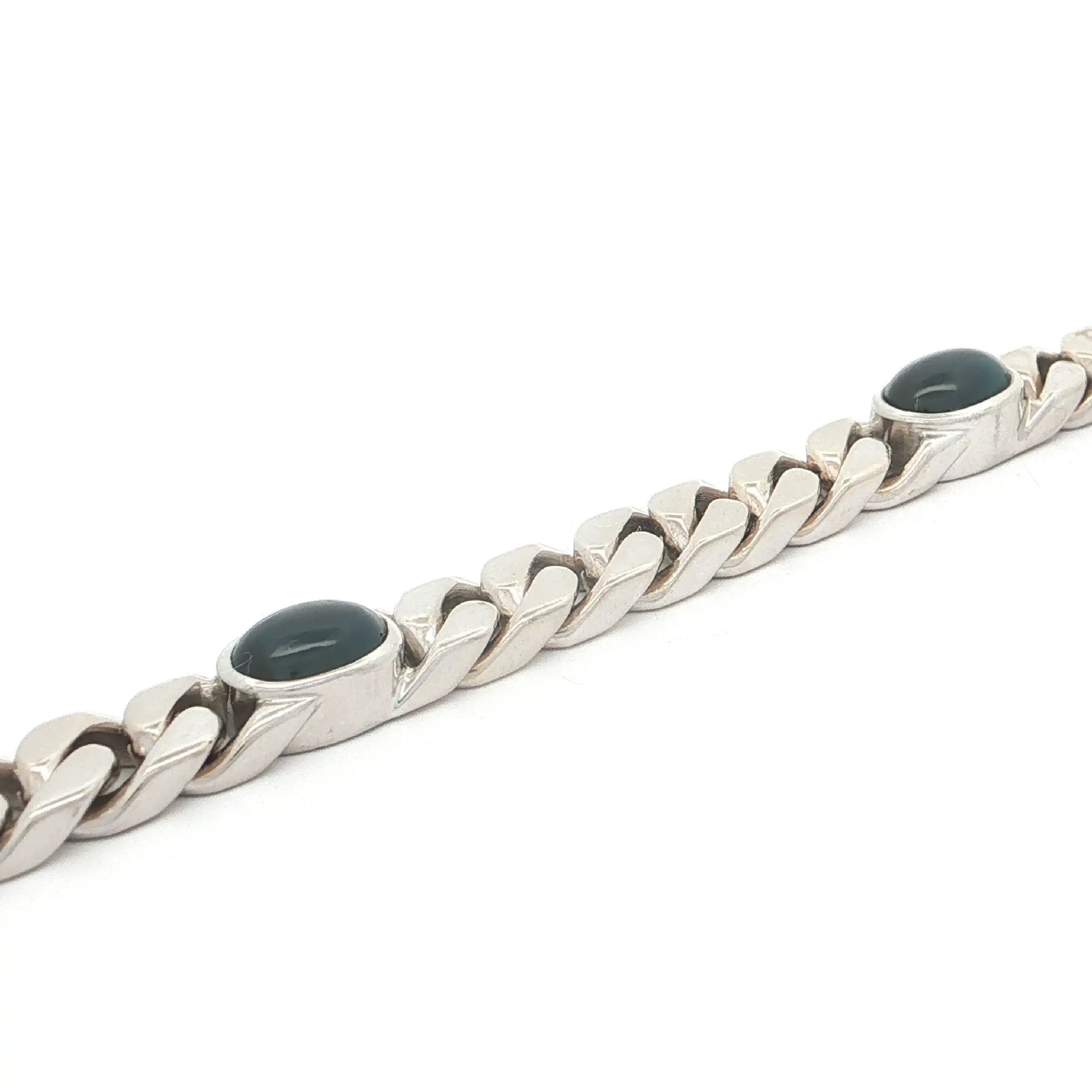 Panzerarmband Weißgold mit Saphir Cabochons Panzerarmband Weißgold mit Saphir Cabochons