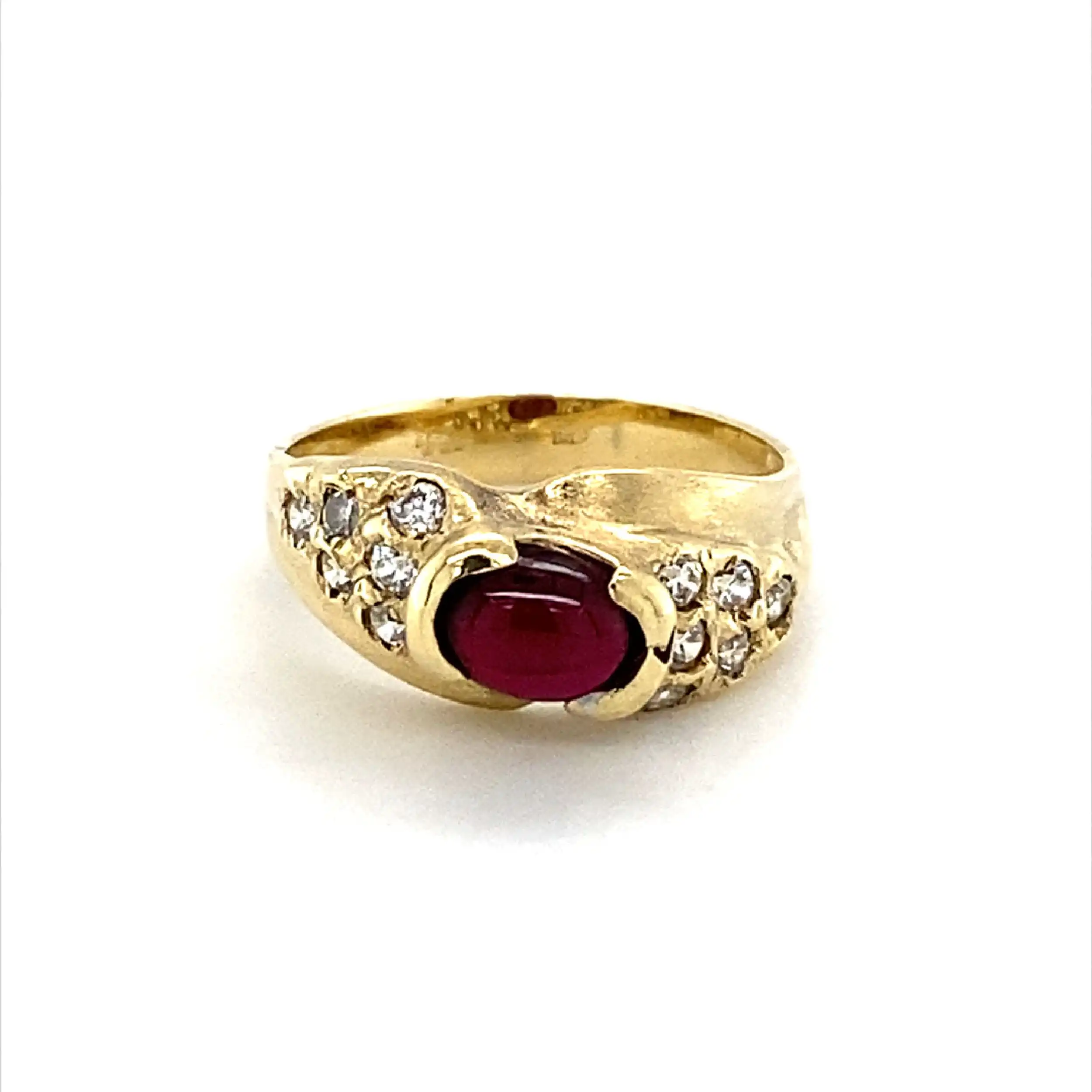 Ring Gelbgold mit rotem Farbstein und Zirkonia Ring Gelbgold mit rotem Farbstein und Zirkonia