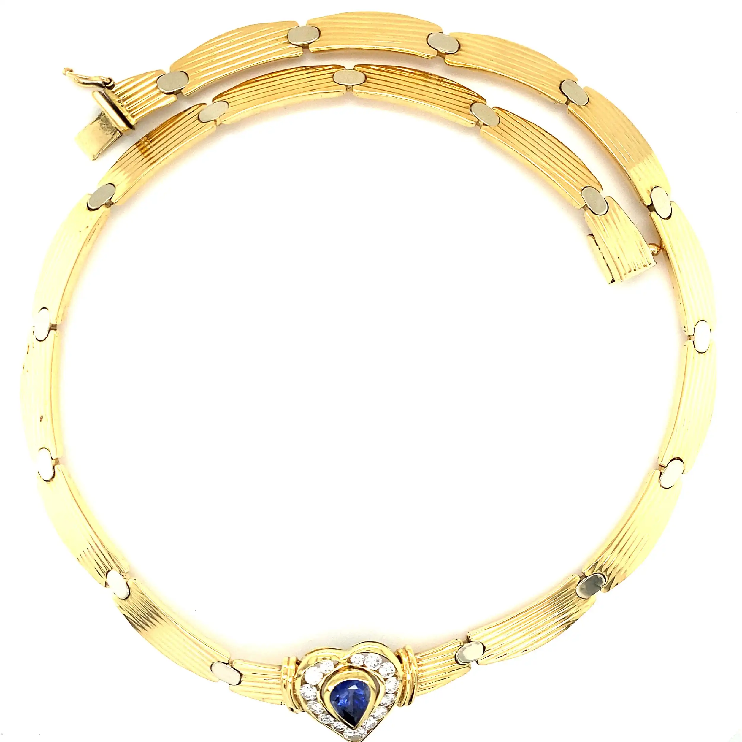 Collier Gelbgold mit Saphir und Brillanten, mit Befundbericht von EPL Collier Gelbgold mit Saphir und Brillanten, mit Befundbericht von EPL