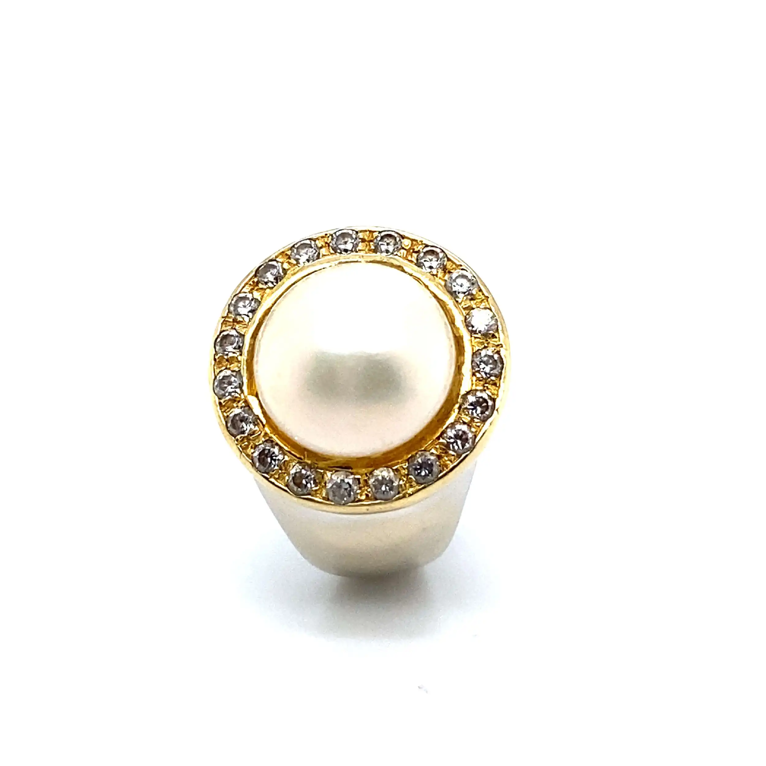 Ring Bicolor mit Mabéperle und Zirkonia Ring Bicolor mit Mabéperle und Zirkonia