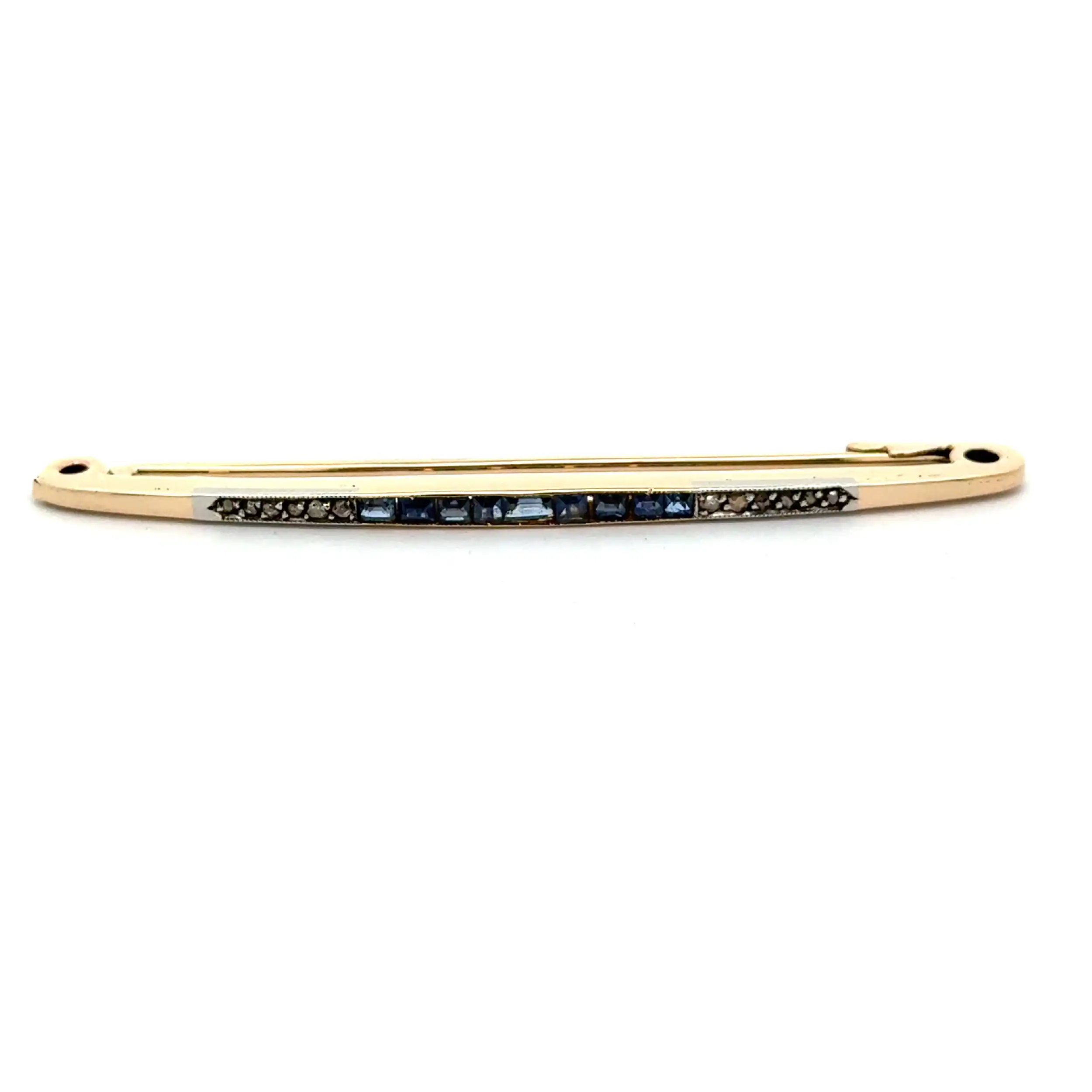 Nadel Gelbgold mit Saphiren & Diamantrosen Nadel Gelbgold mit Saphiren & Diamantrosen