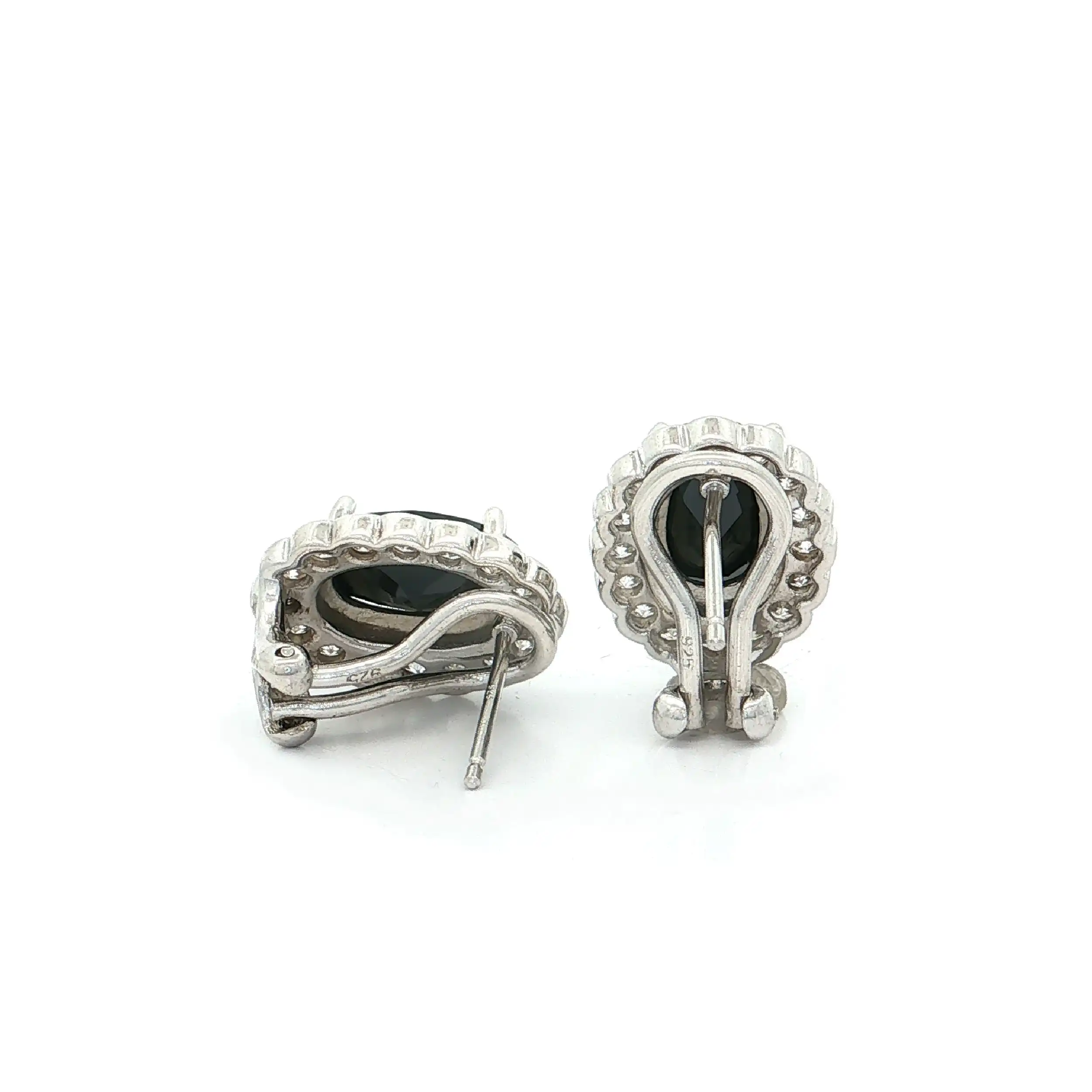 Ohrclips Silber mit Farbstein und Zirkonia
