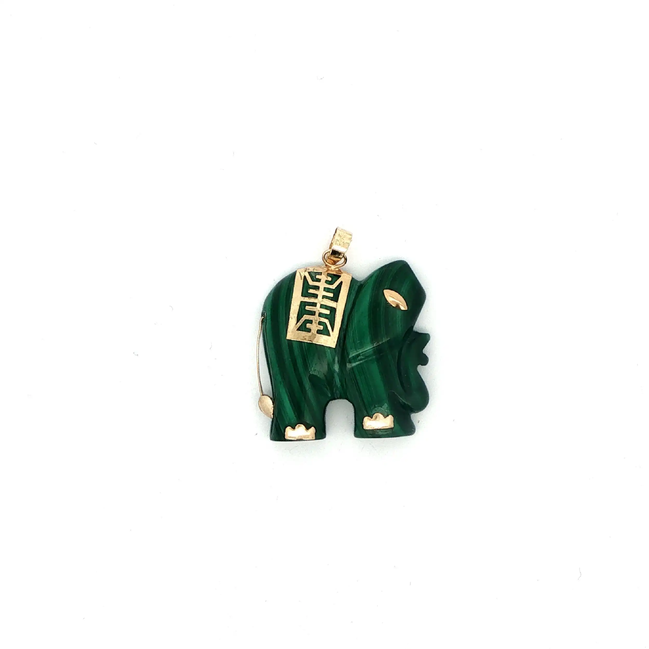 Anhänger Gelbgold Elefant aus Malachit