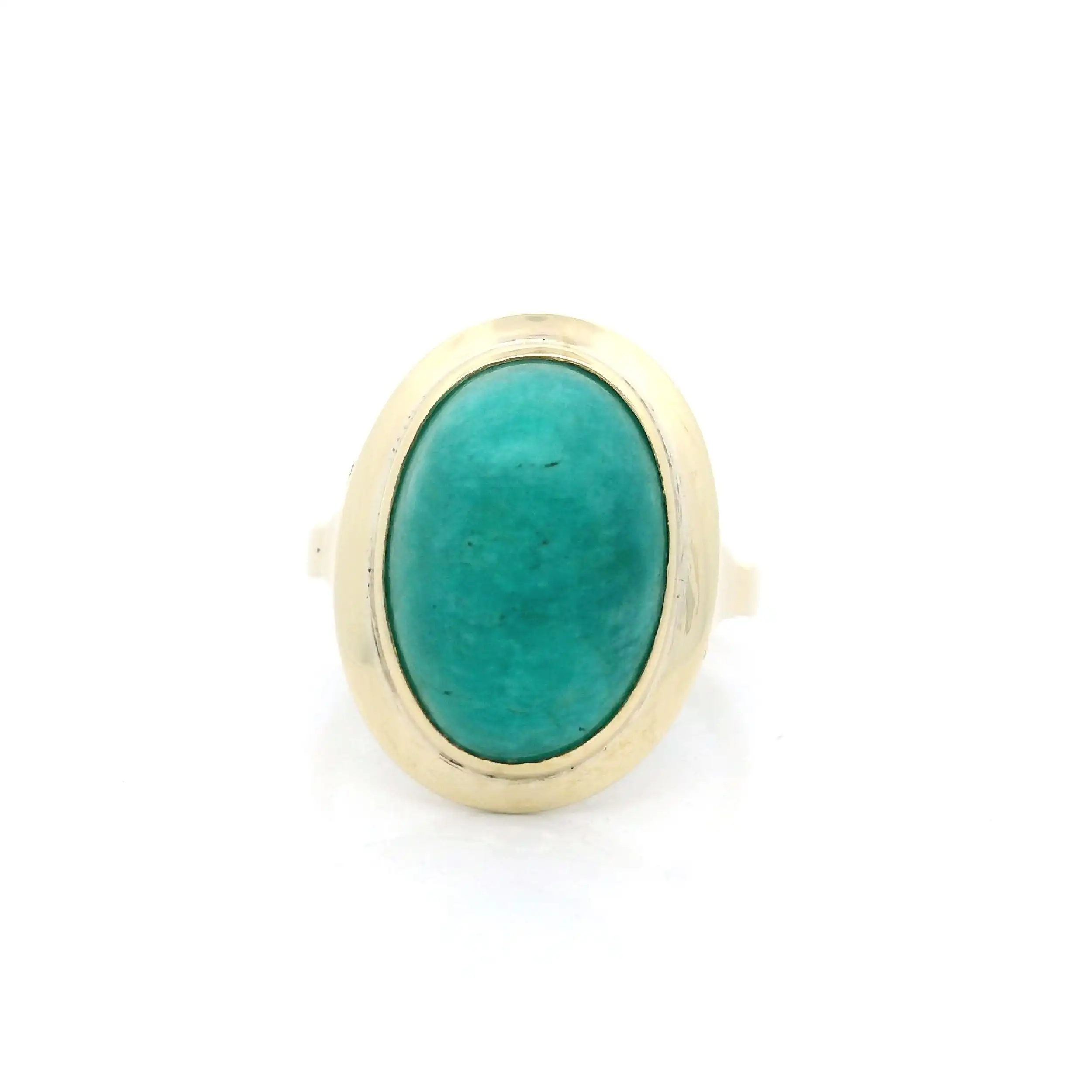 Ring Gelbgold Malachit Cabochon