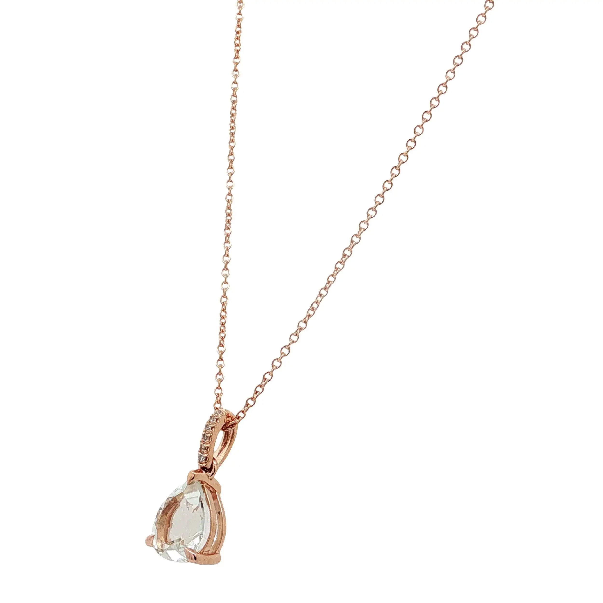 Collier Roségold mit Diamanten 0,02ct. TW/SI & grünem Amethyst 1,51ct. Collier Roségold mit Diamanten 0,02ct. TW/SI & grünem Amethyst 1,51ct.