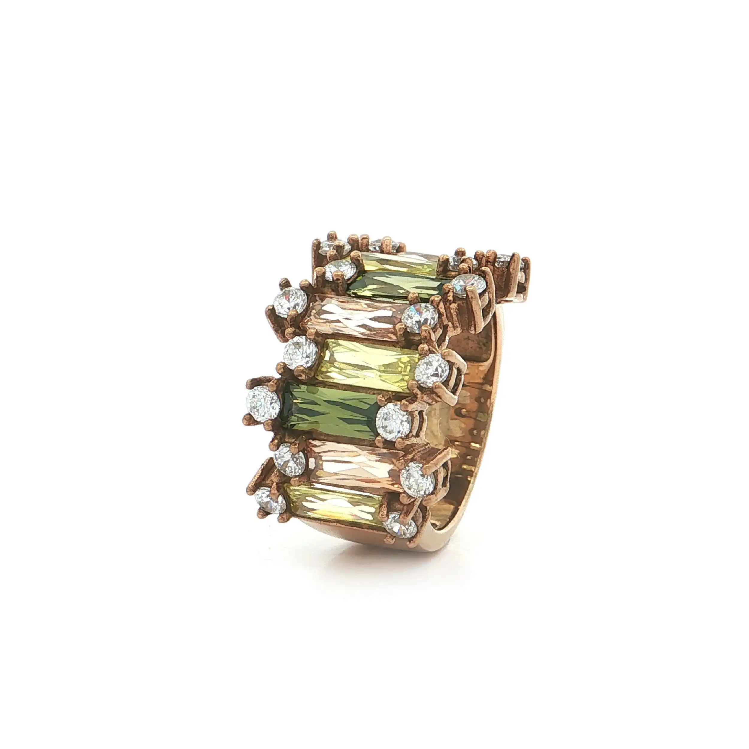 Ring Silber vergoldet mit Farbsteinen und Zirkonia