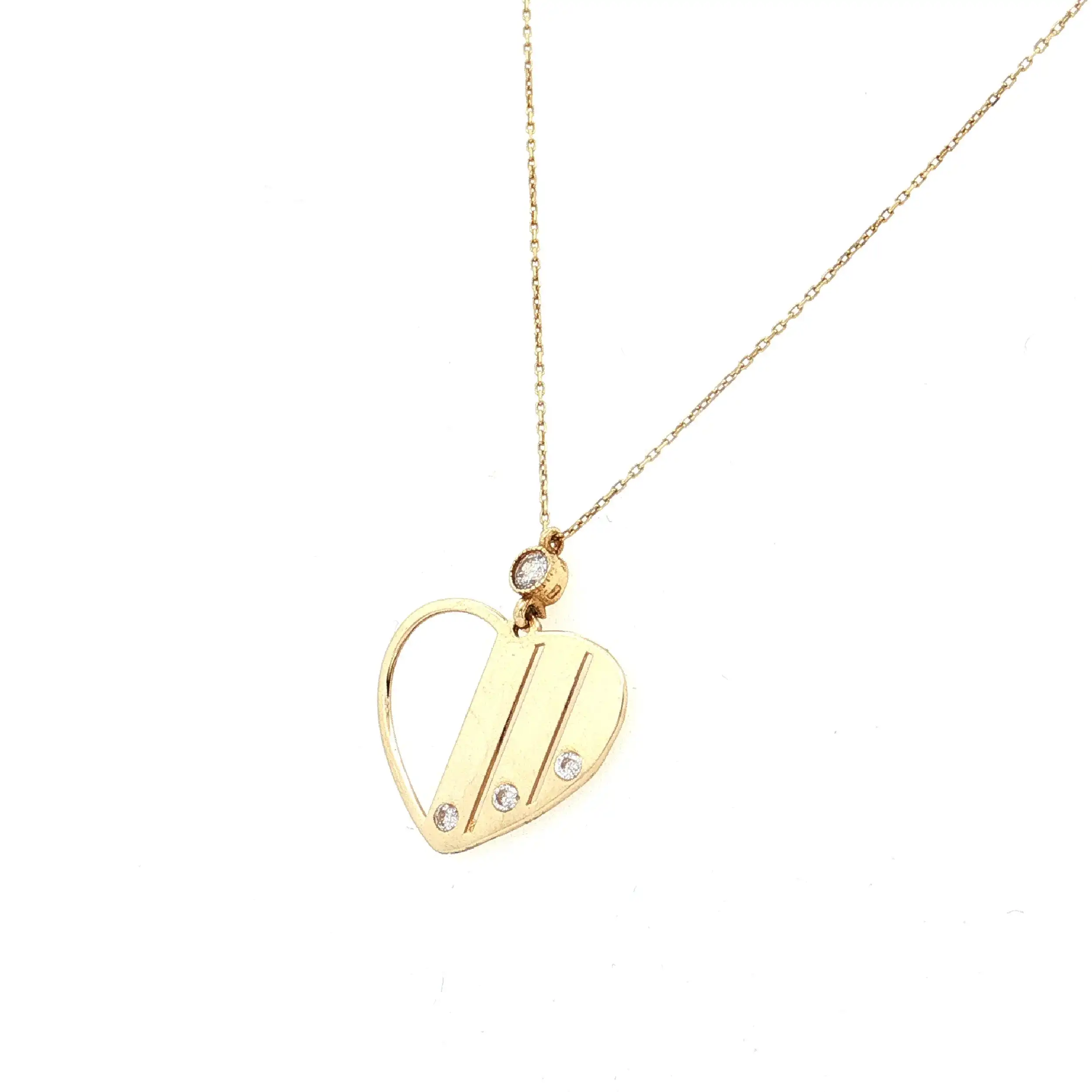 Kette mit Anhänger Gelbgold Herz Zirkoniabesatz Kette mit Anhänger Gelbgold Herz Zirkoniabesatz