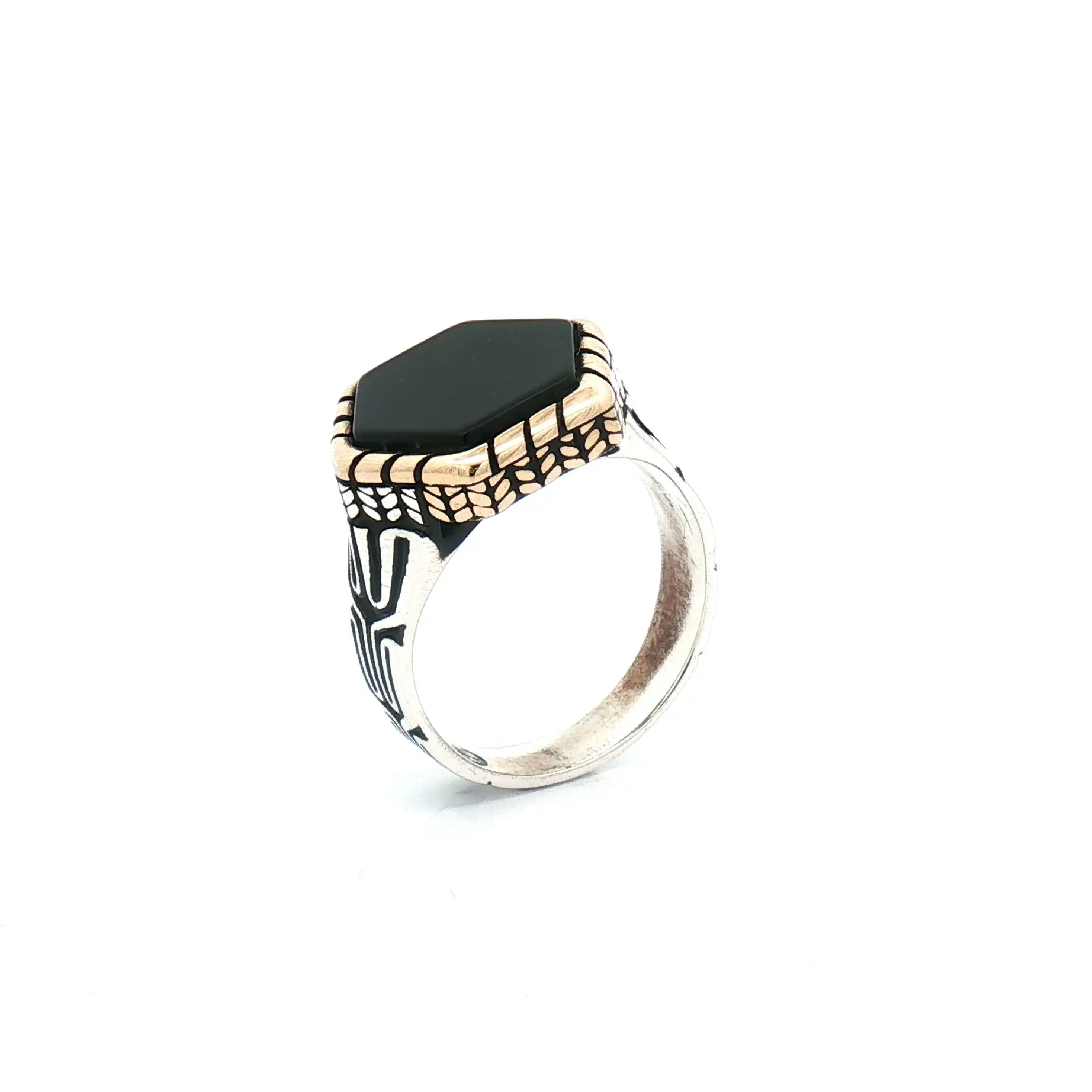 Ring Silber Bicolor mit Onxy Ring Silber Bicolor mit Onxy