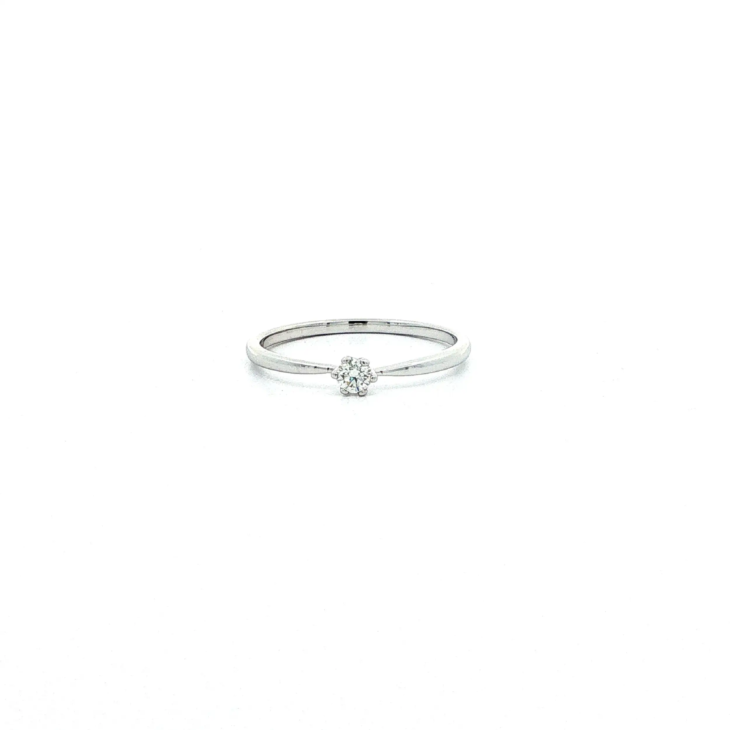 Ring Weißgold mit Brillant, graviert mit 0,10ct. W/LR mit Zertifikat