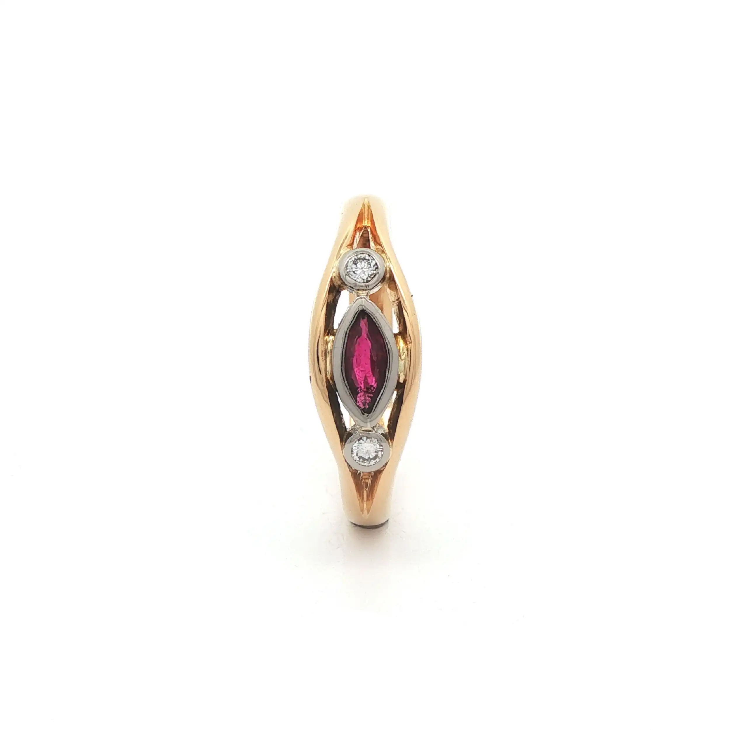 Ring Bicolor mit Rubin und Brillanten