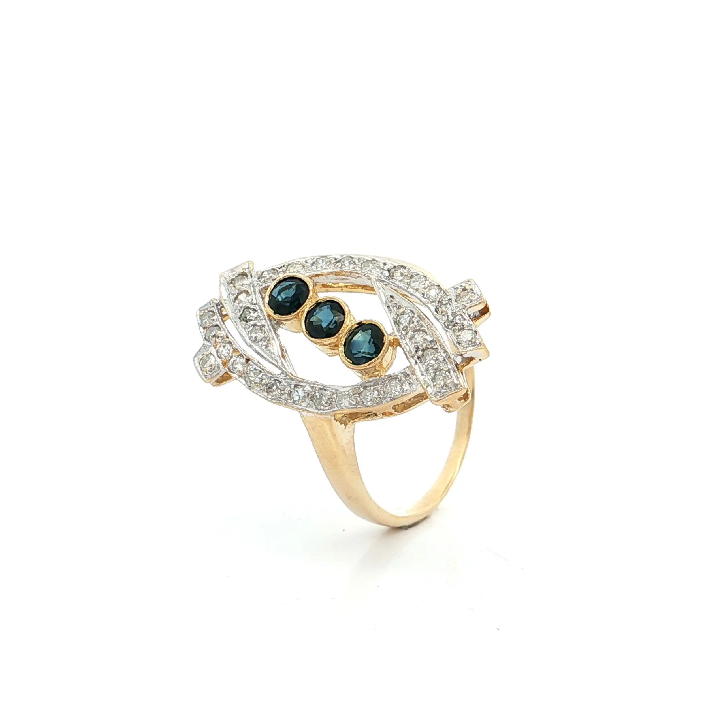 Ring Bicolor mit Diamanten und Saphir Ring Bicolor mit Diamanten und Saphir