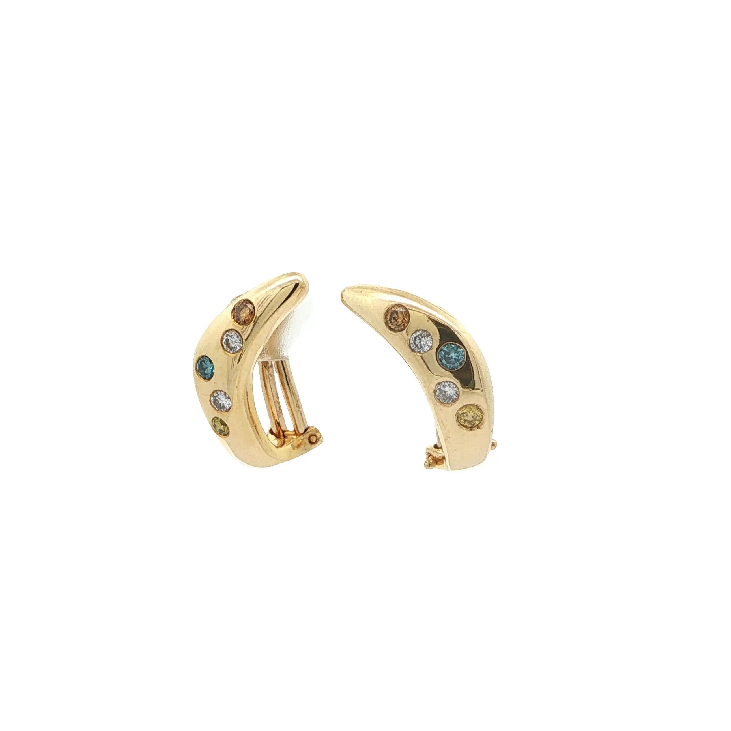 Ohrstecker/ Clipp Gelbgold mit Fancy-Diamonds