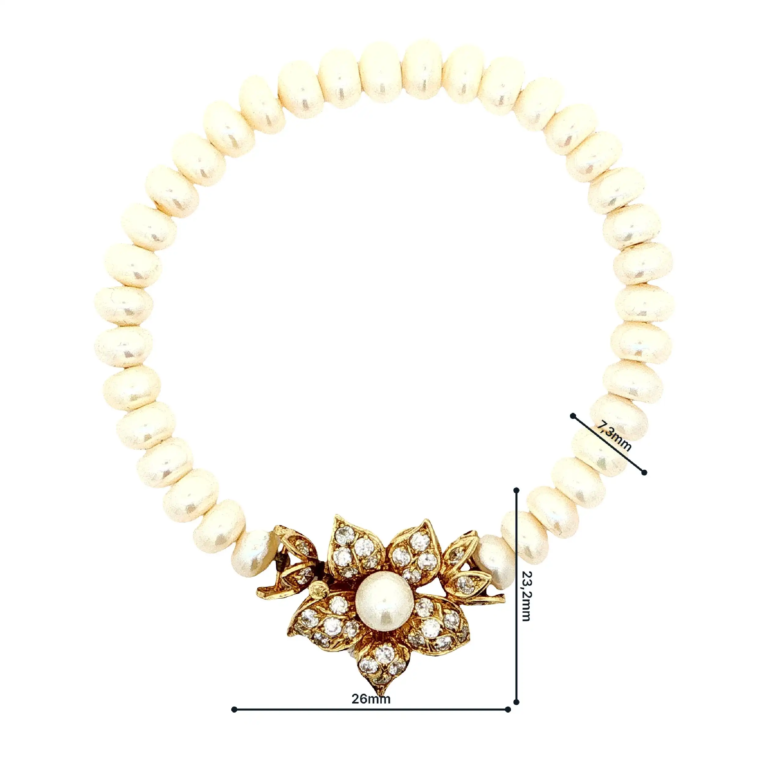 Armband mit Perlen, Goldschließe mit Zirkonia