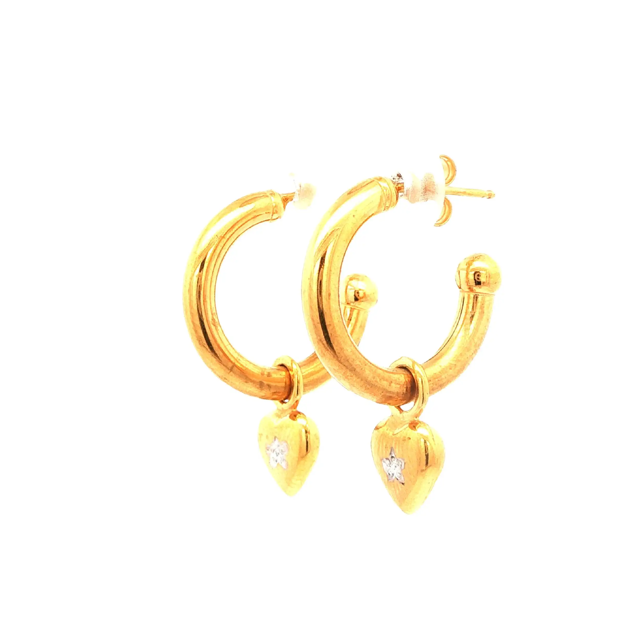 Creolen Gelbgold mit Herzanhänger Bicolor Creolen Gelbgold mit Herzanhänger Bicolor