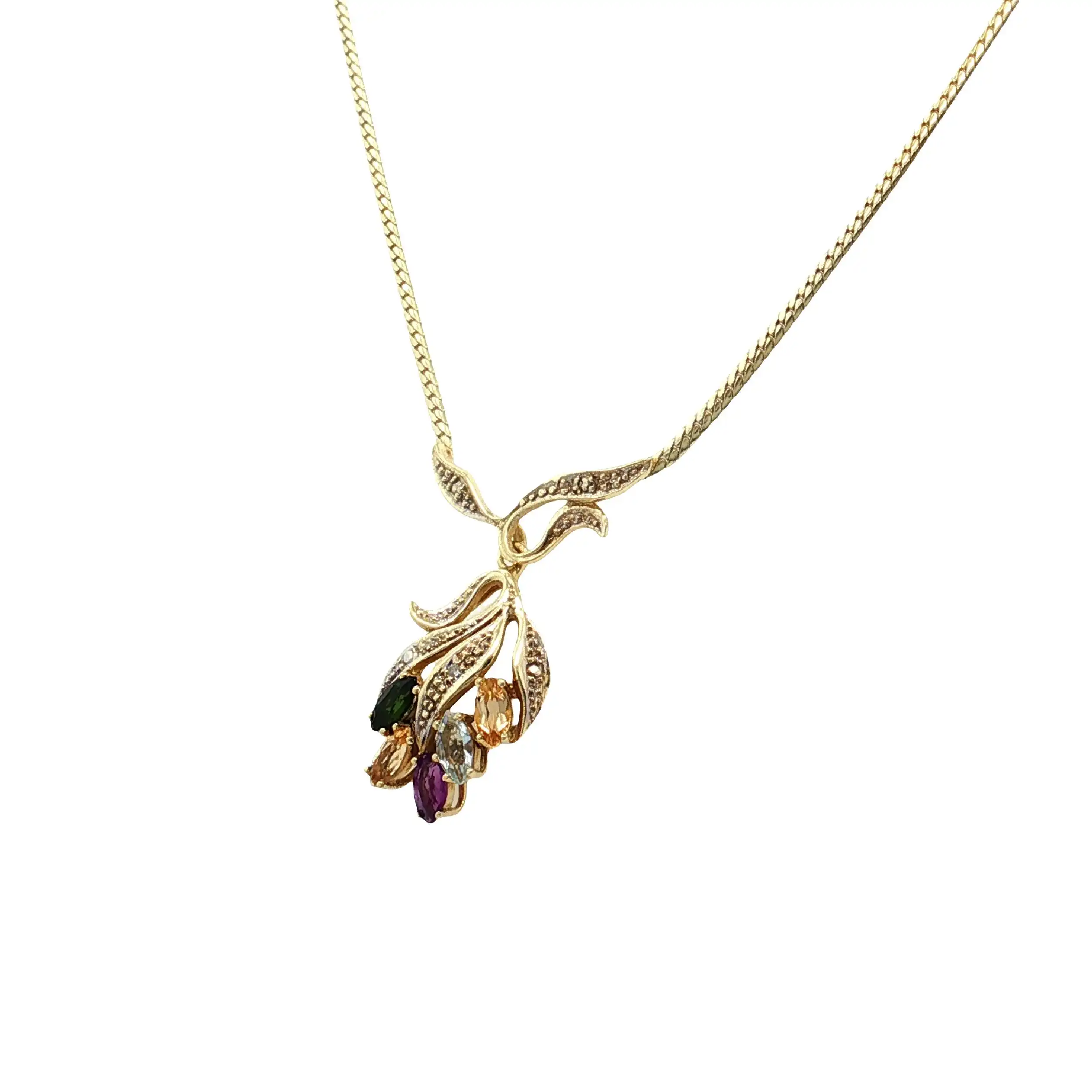 Collier Gelbgold mit bunten Farbsteinen