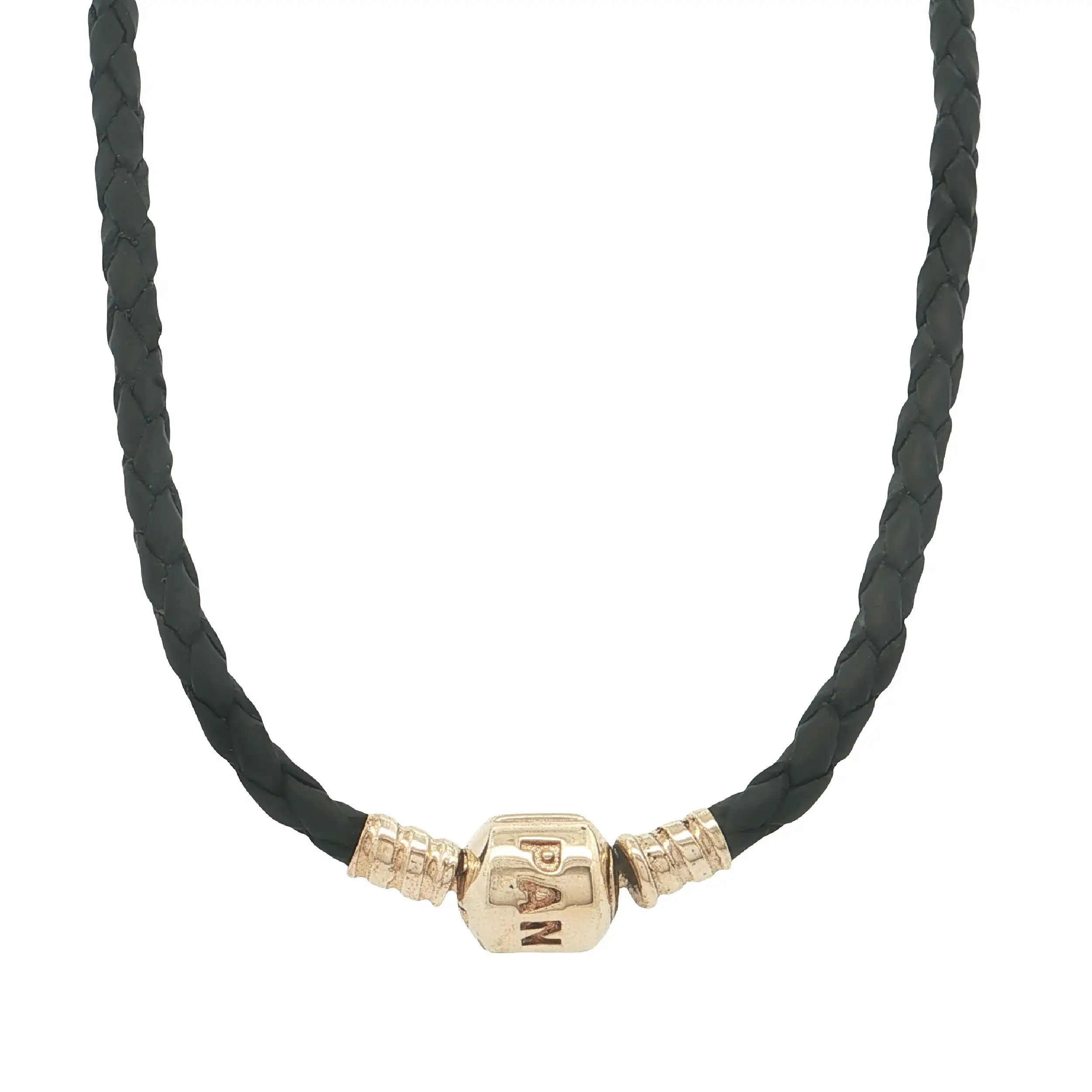 Lederkette mit Gelbgold Verschluss "Pandora"