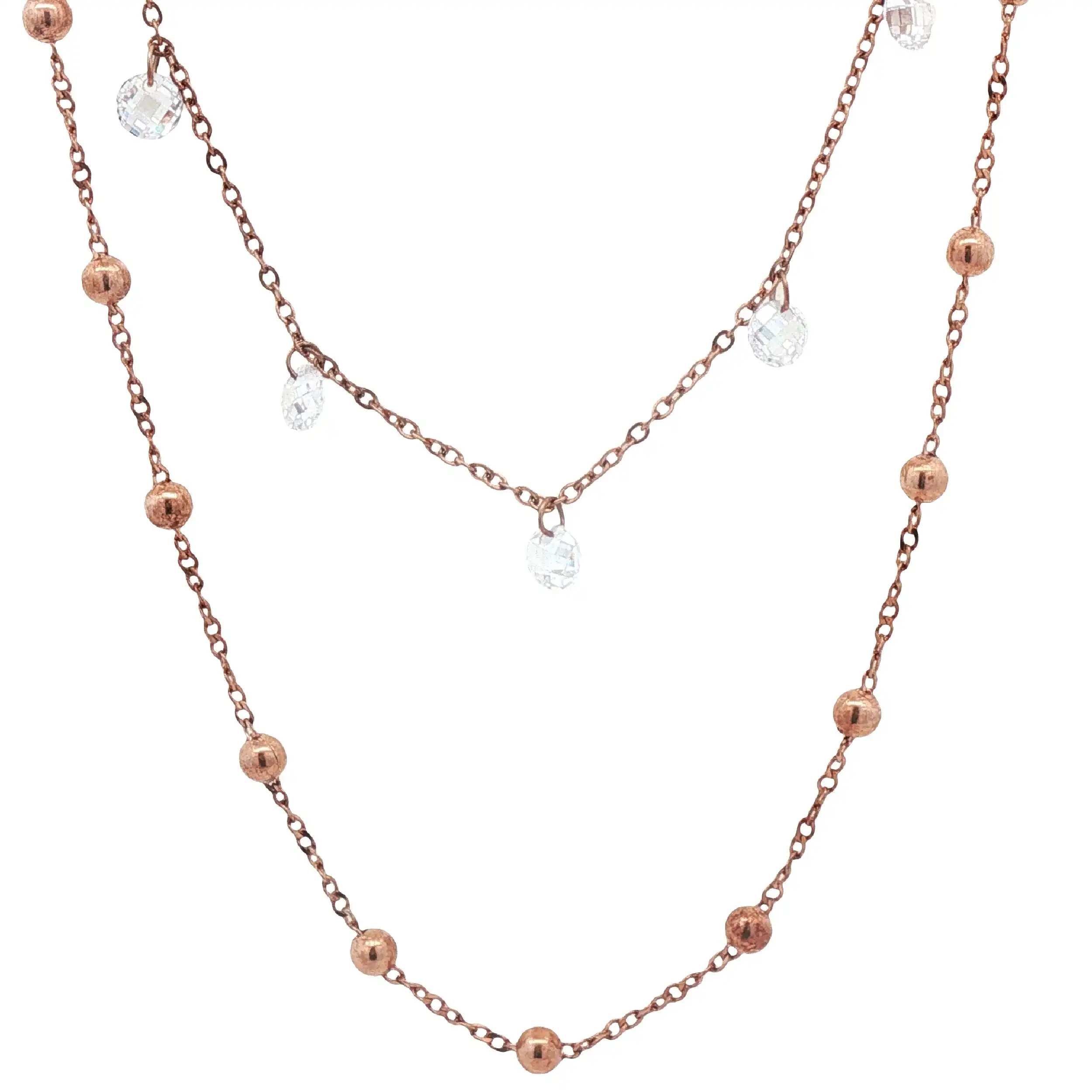 Collier Silber rosévergoldet mit Kügelchen und Zirkonia Collier Silber rosévergoldet mit Kügelchen und Zirkonia