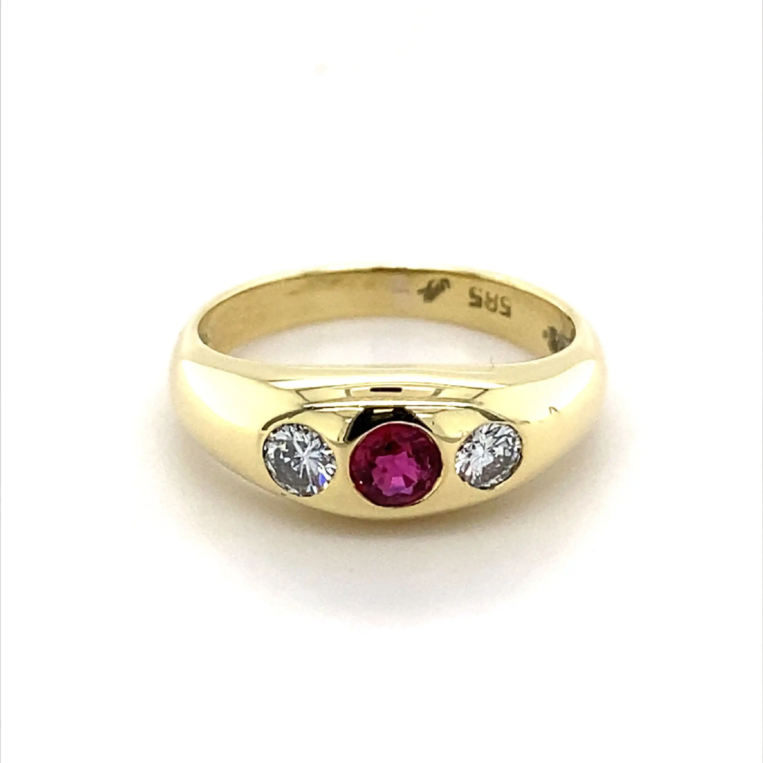 Bandring Gelbgold mit Rubin und Brillanten Bandring Gelbgold mit Rubin und Brillanten