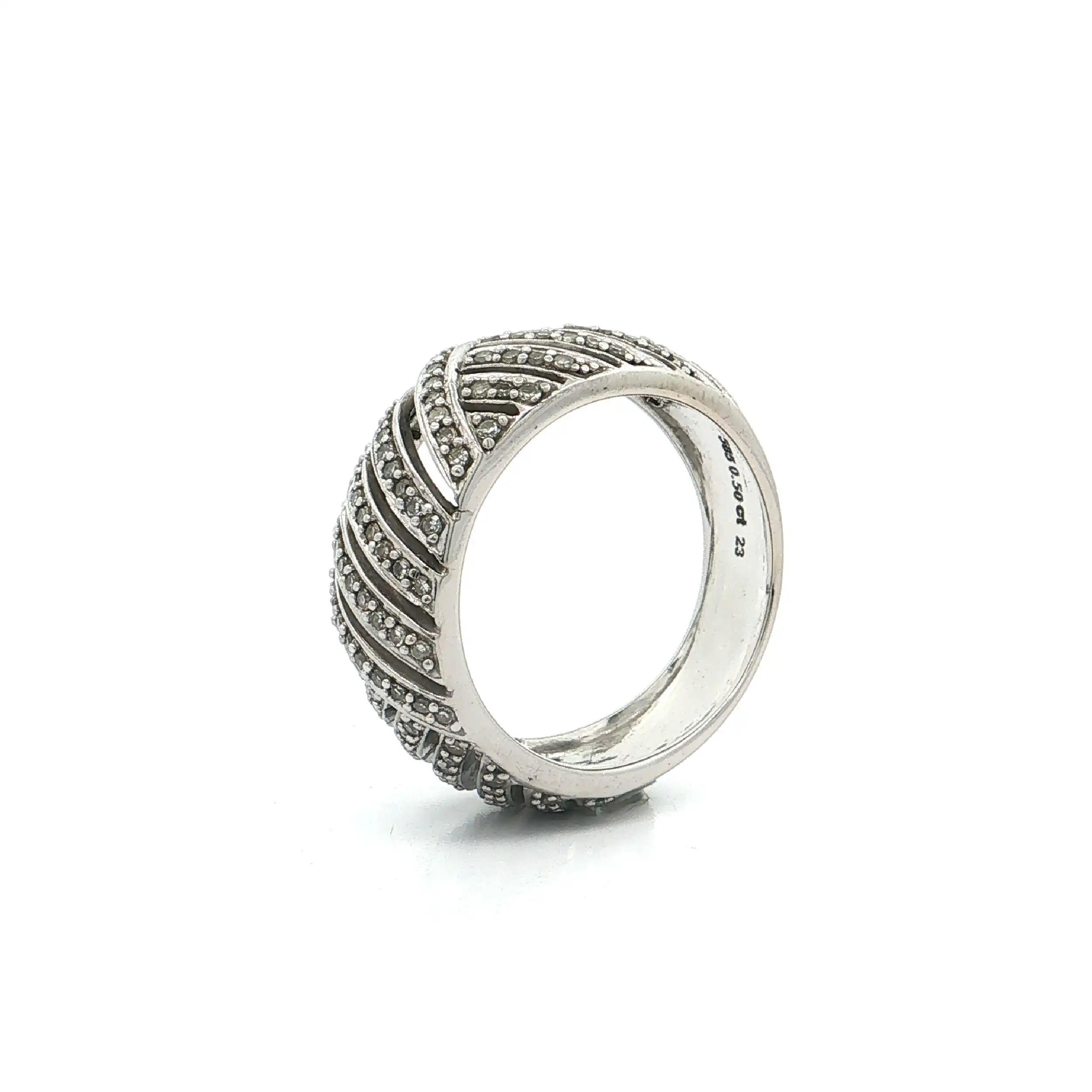 Ring Weißgold mit Diamanten, graviert mit 0,50ct