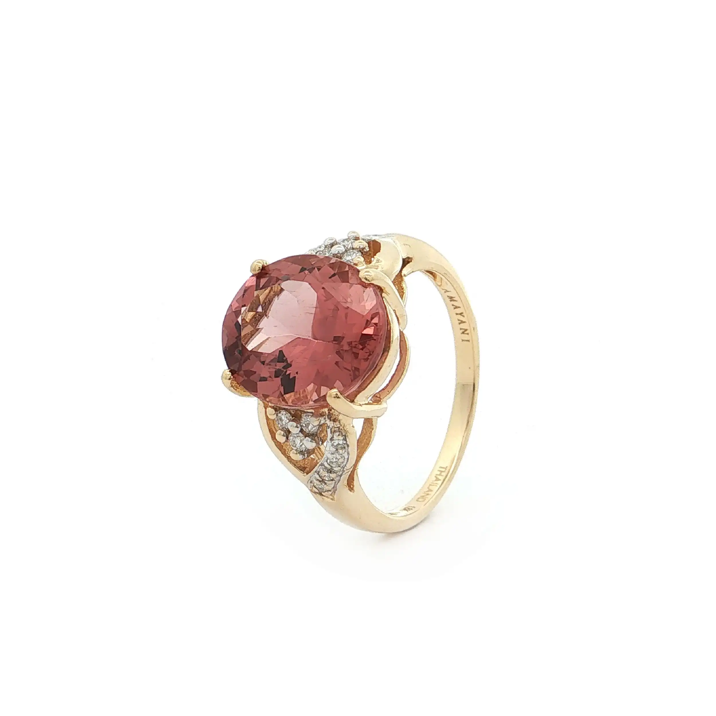 Ring Bicolor mit rotem Apatit, Brillanten und Diamanten mit Expertise von Amayani