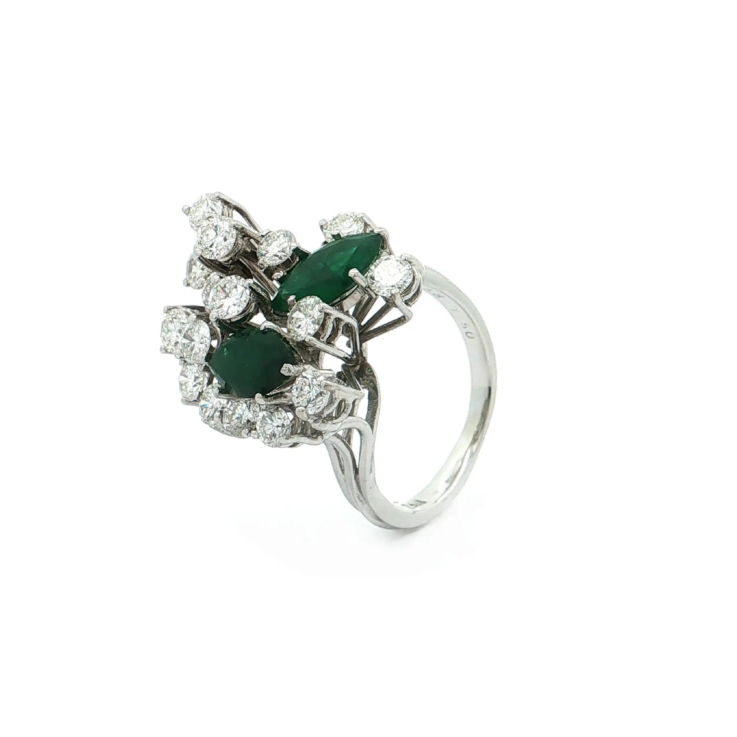 Ring Weißgold mit Brillanten und Smaragden Ring Weißgold mit Brillanten und Smaragden