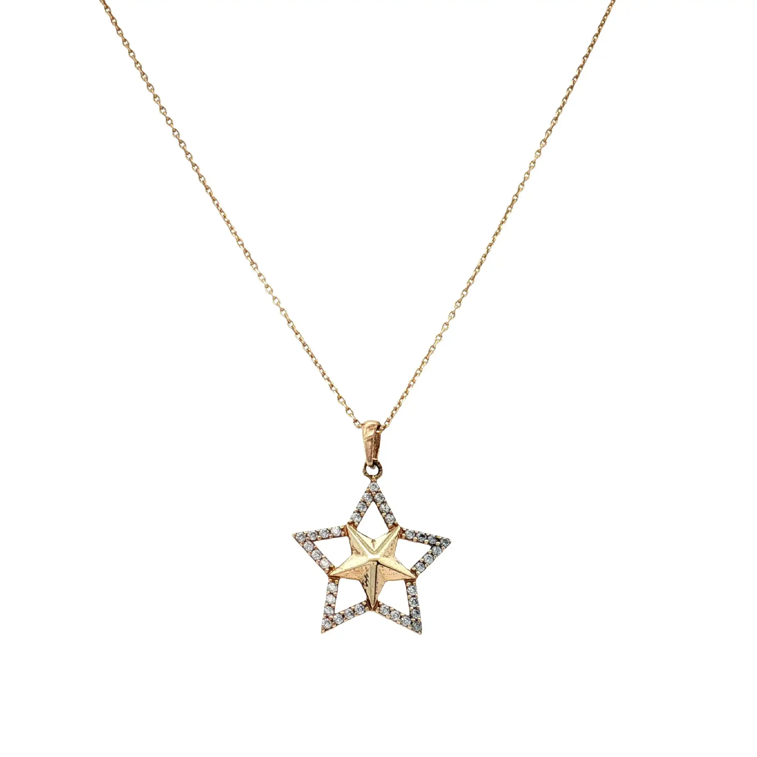 Kette mit Anhänger Gelbgold Stern Zirkonia