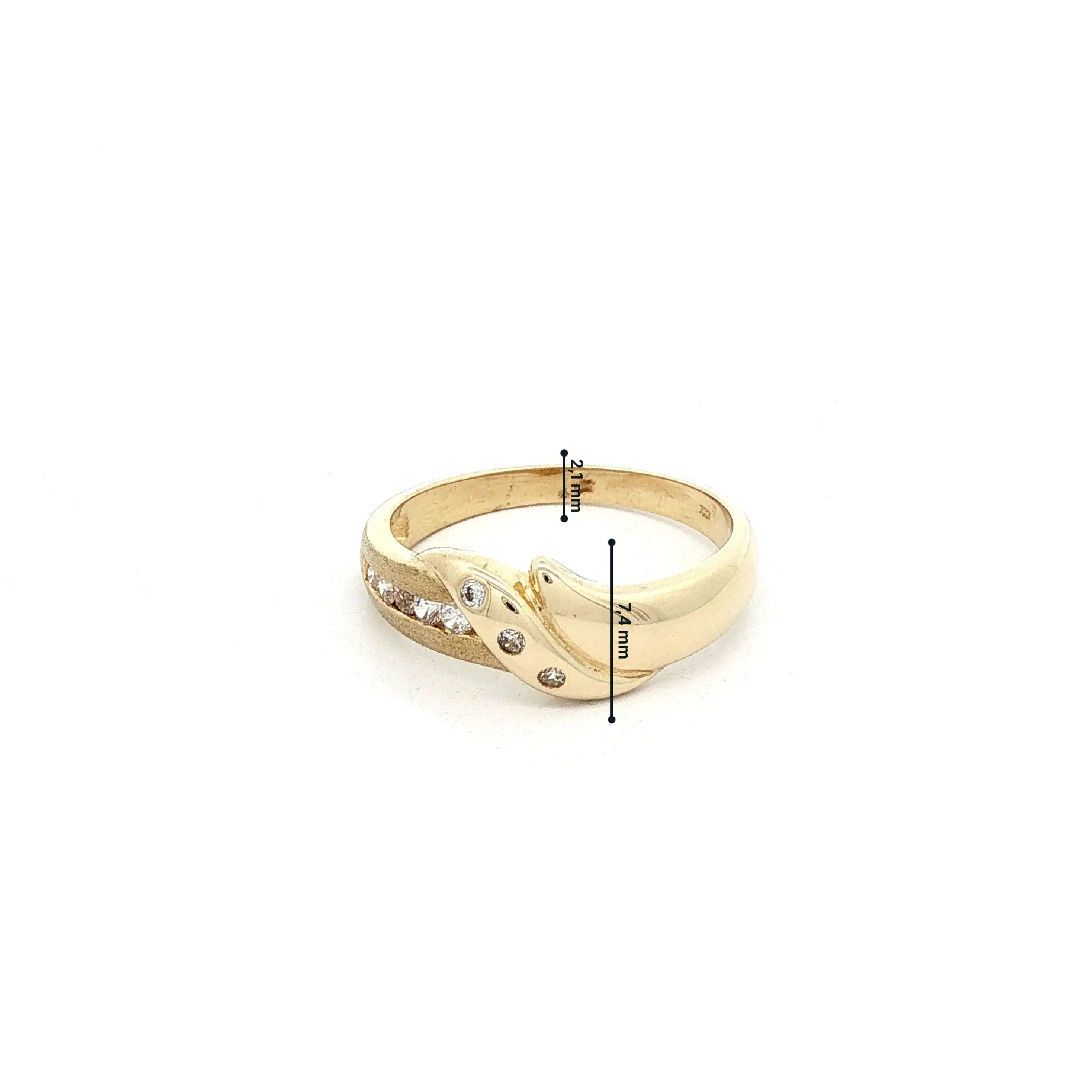 Ring Gelbgold teilmattiert mit Zirkonia
