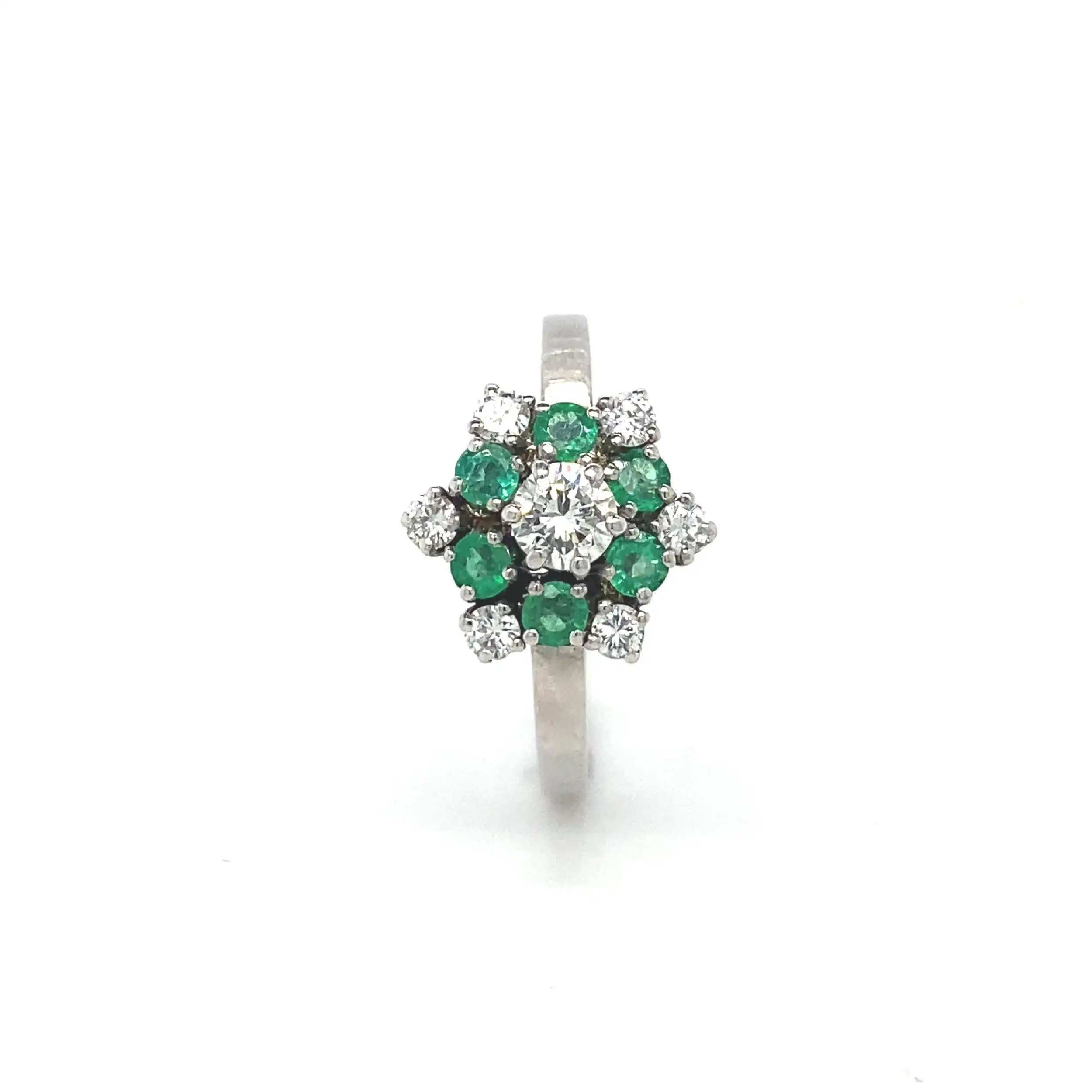 Ring Weißgold mit Smaragden und Brillanten