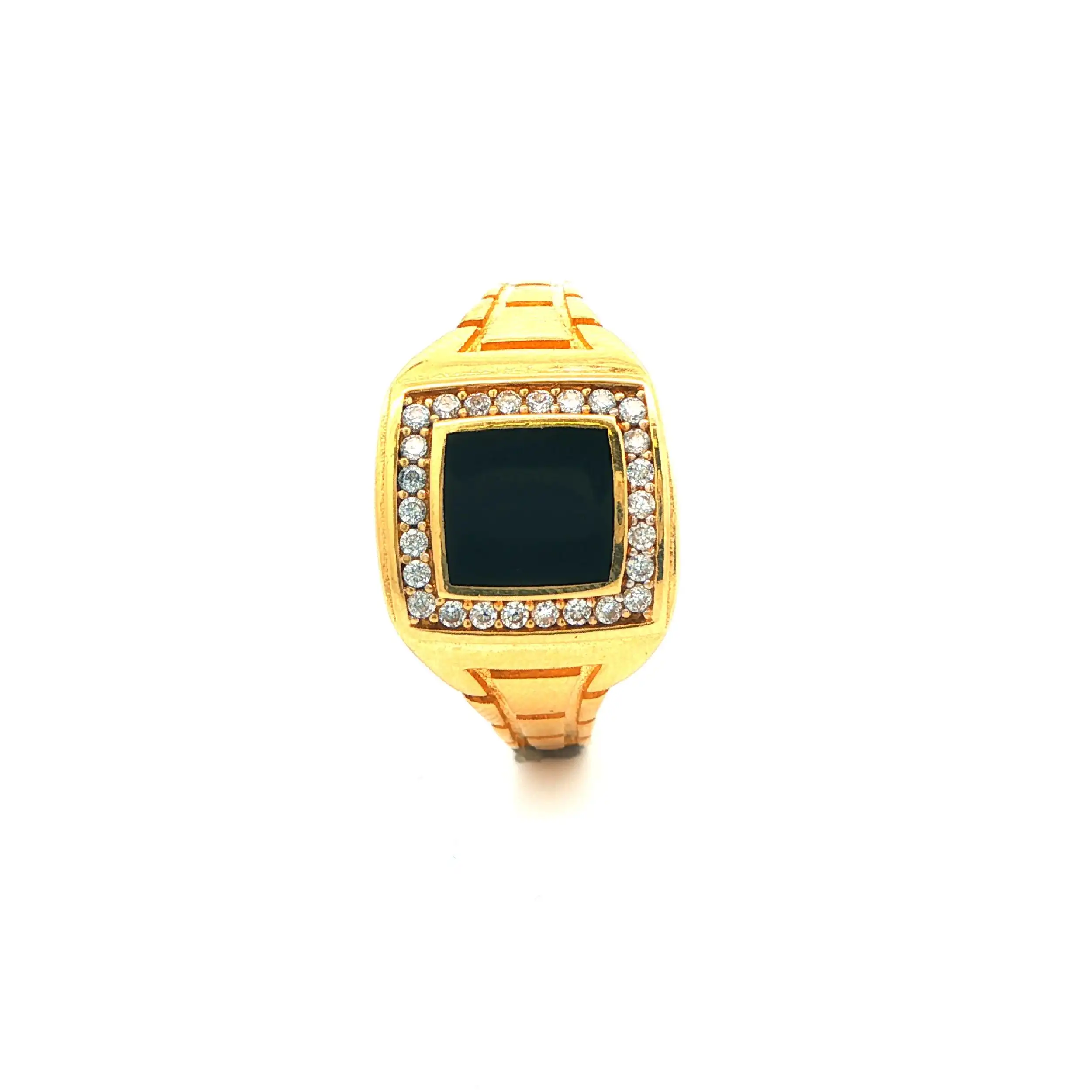 Ring Gelbgold mit Onyx und Zirkonia Ring Gelbgold mit Onyx und Zirkonia