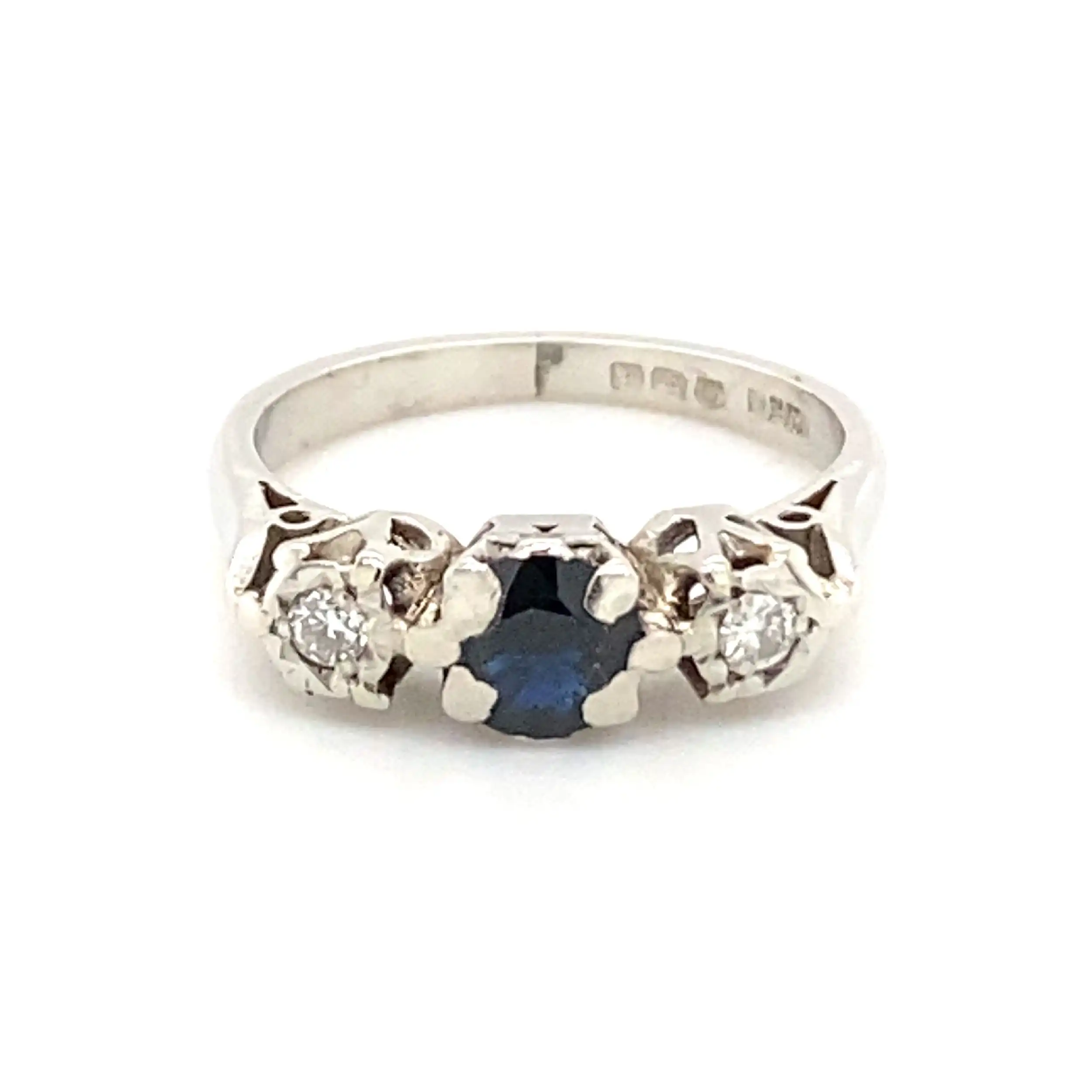 Ring Weißgold mit blauem Farbstein & Brillanten Ring Weißgold mit blauem Farbstein & Brillanten