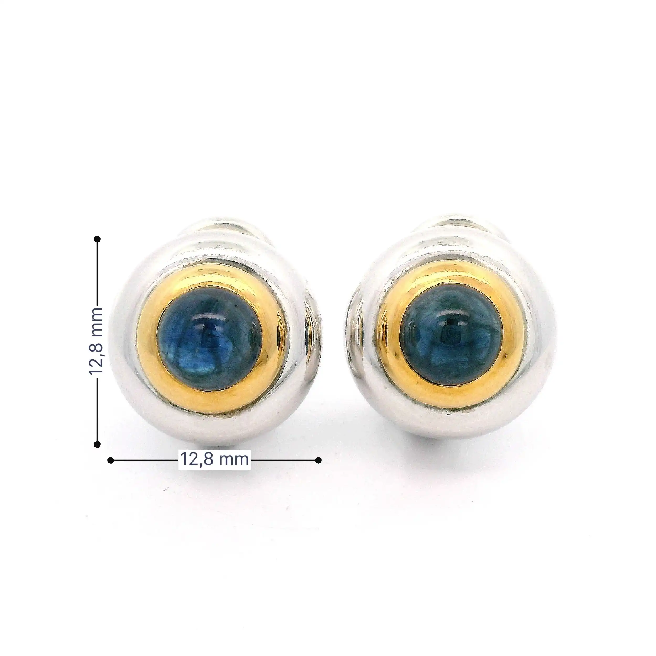 Paar Ohrringe Bicolor Chopard Happy Sport mit Saphir Cabochon mit Box und Papieren Paar Ohrringe Bicolor Chopard Happy Sport mit Saphir Cabochon mit Box und Papieren