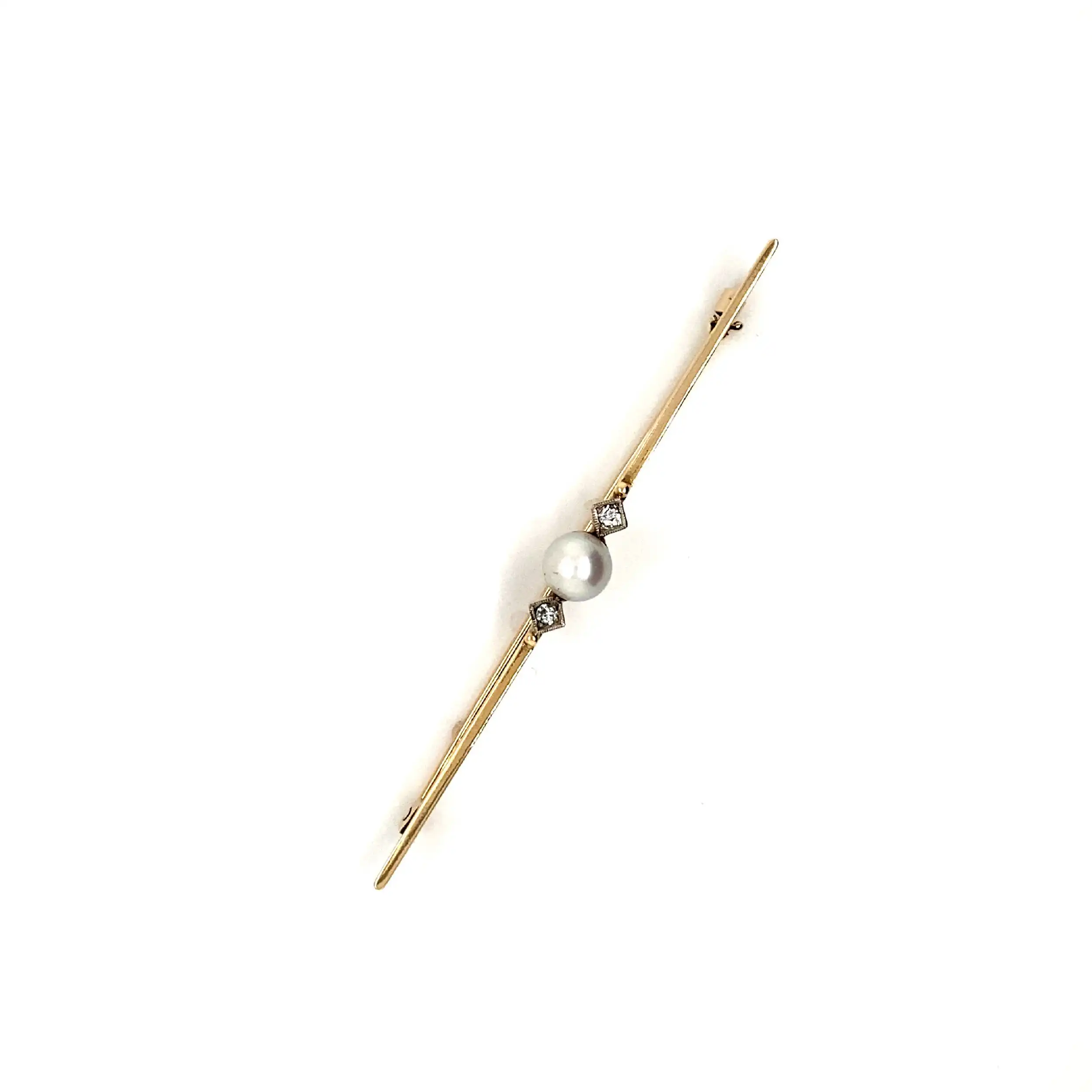 Nadel Gelbgold mit Perle & Brillanten
