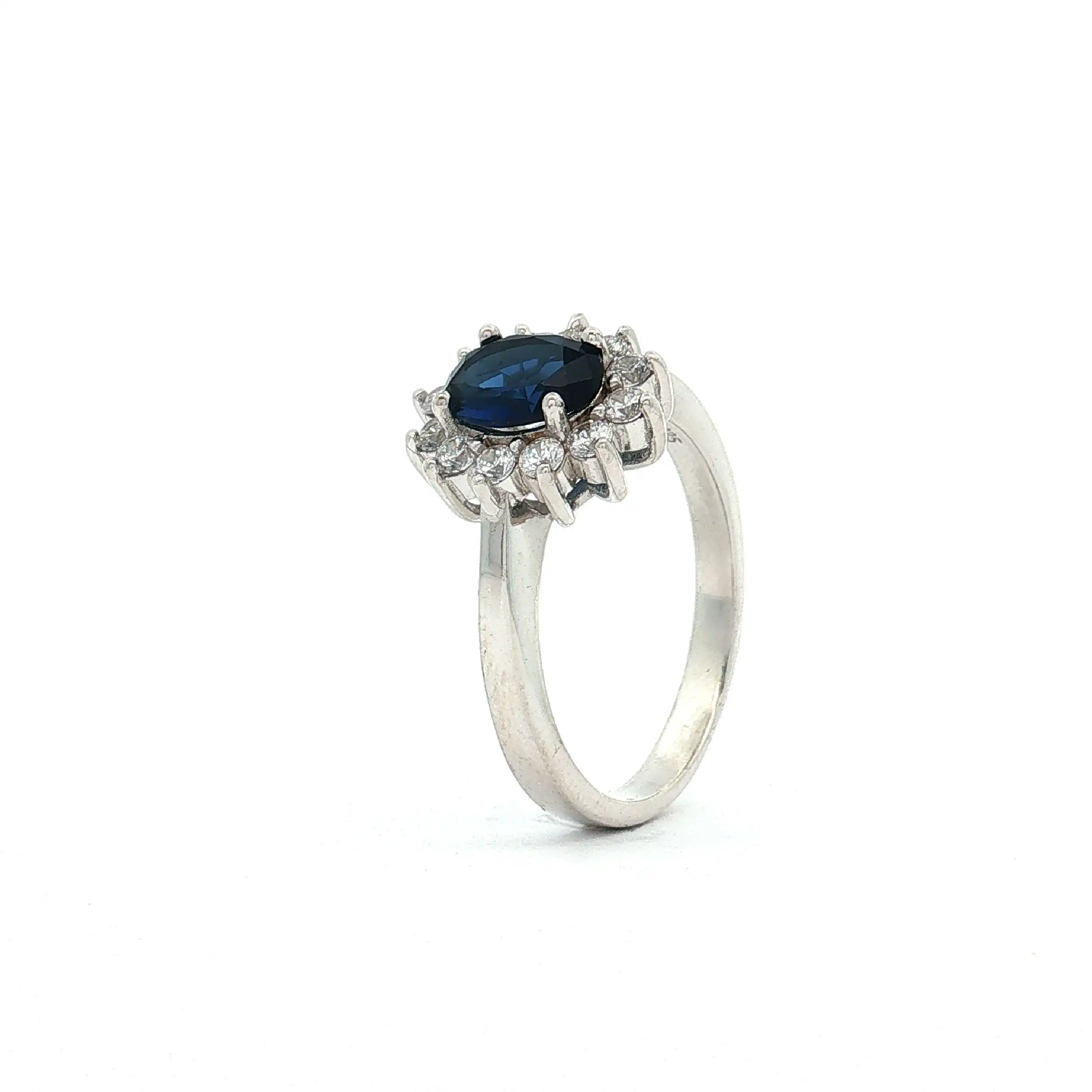 Ring Silber mit blauem Stein und Zirkonia