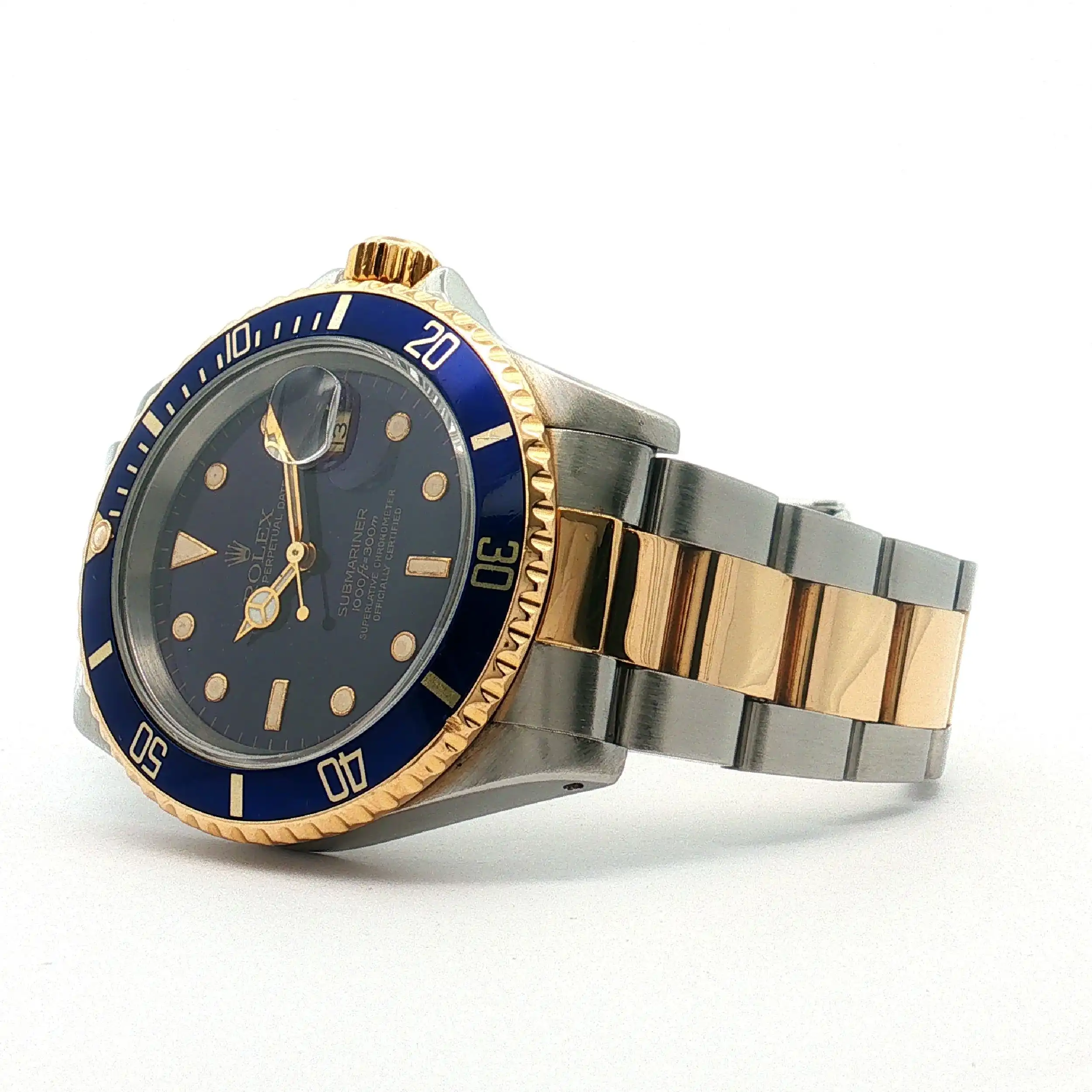Herrenuhr Rolex Submariner 16613 Stahl Gold blaues ZB