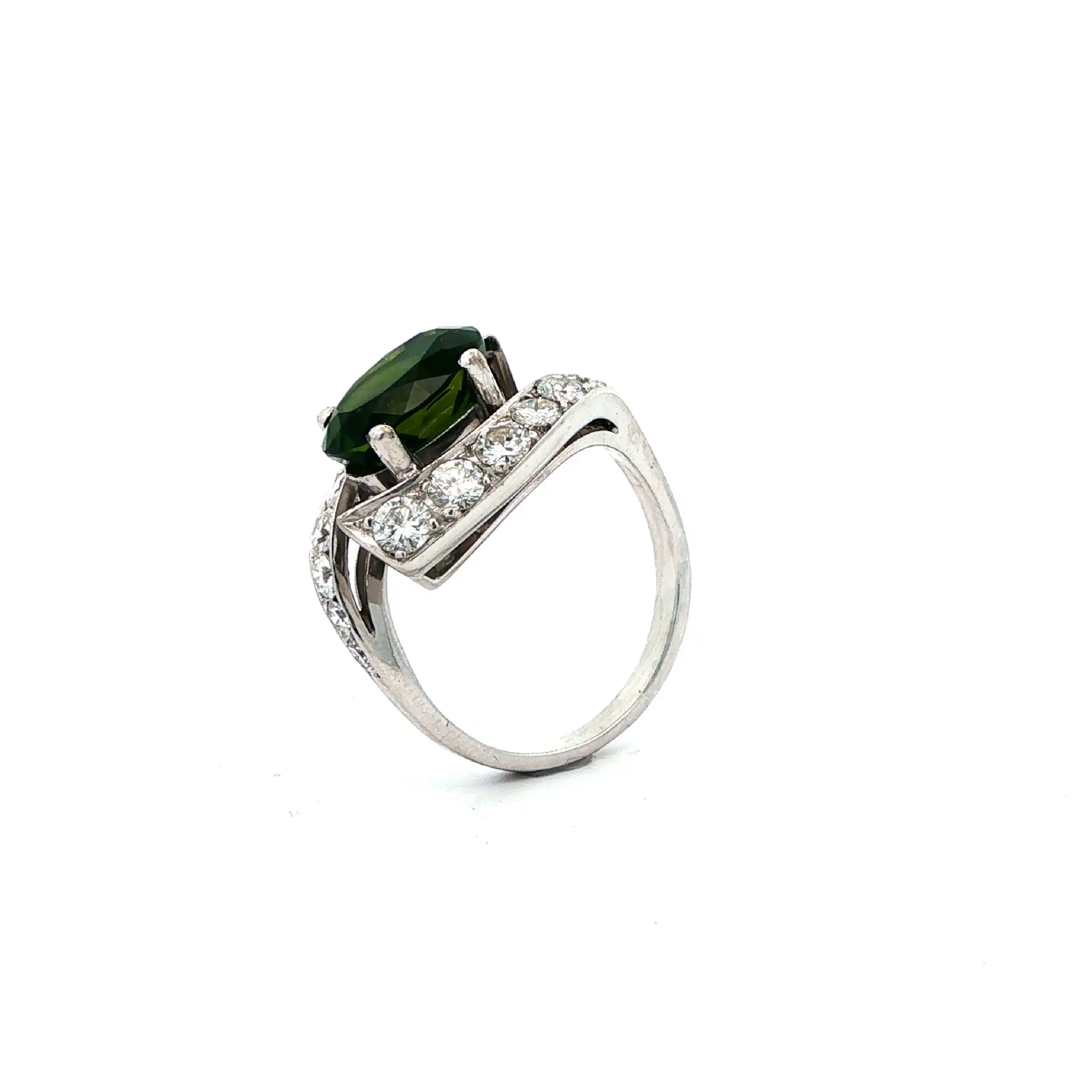 Ring Weißgold mit Brillanten und Turmalin