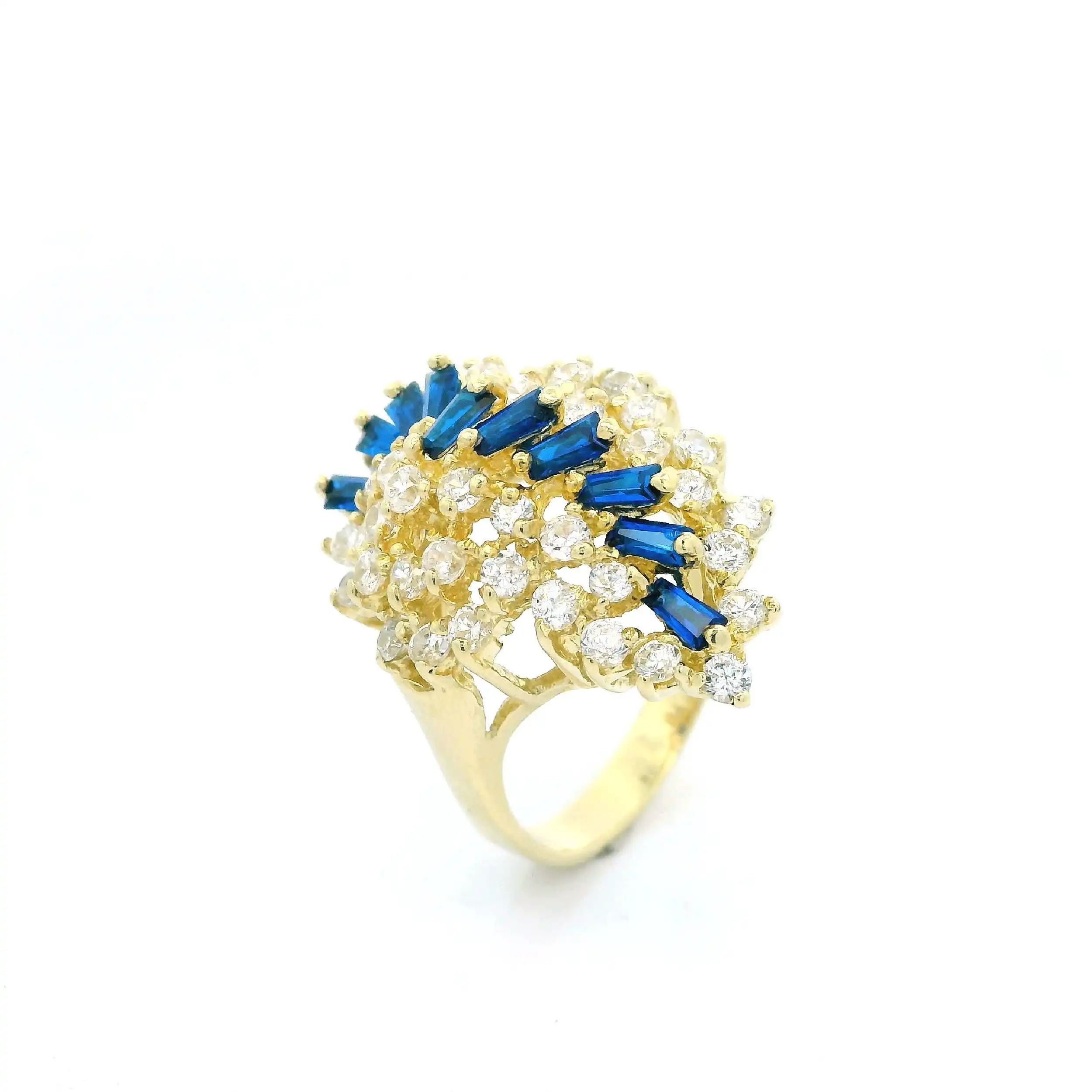 Ring Gelbgold mit blauen Farbsteinen und Zirkonia Ring Gelbgold mit blauen Farbsteinen und Zirkonia