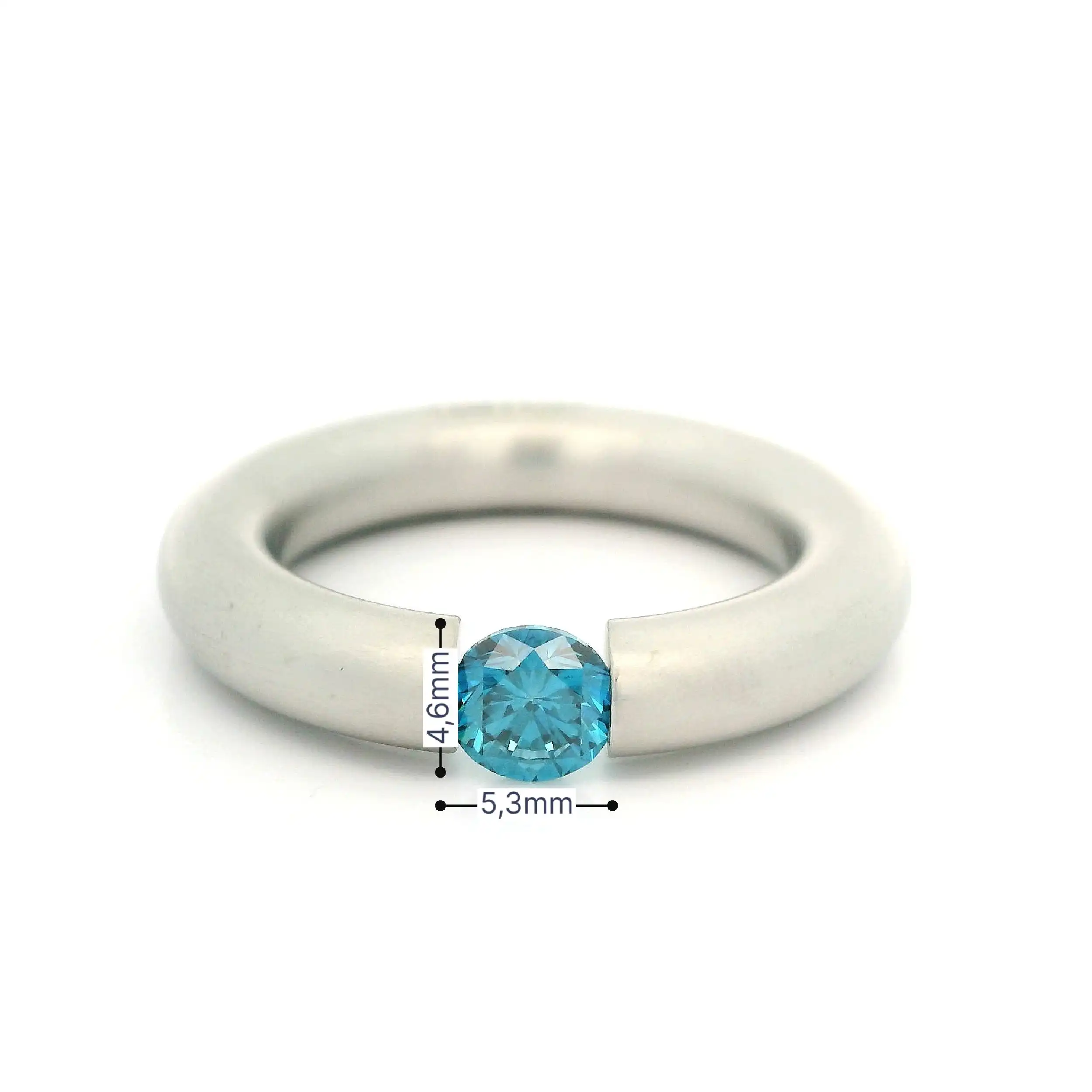 Spannring Platin mit blauem Brillanten "Niessing"